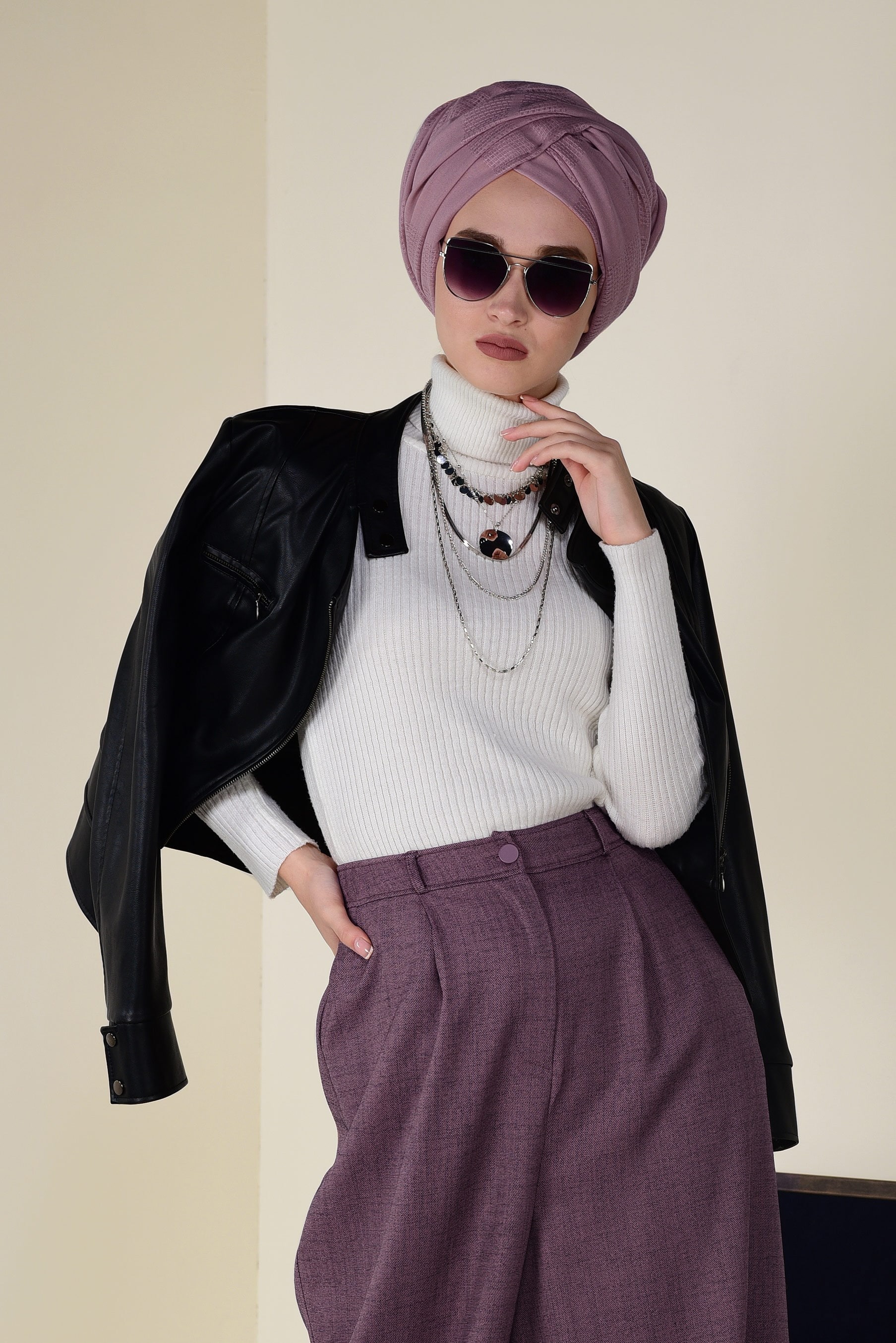 Tesettür giyim PUDRA BOL PAÇA PANTOLON 7404 