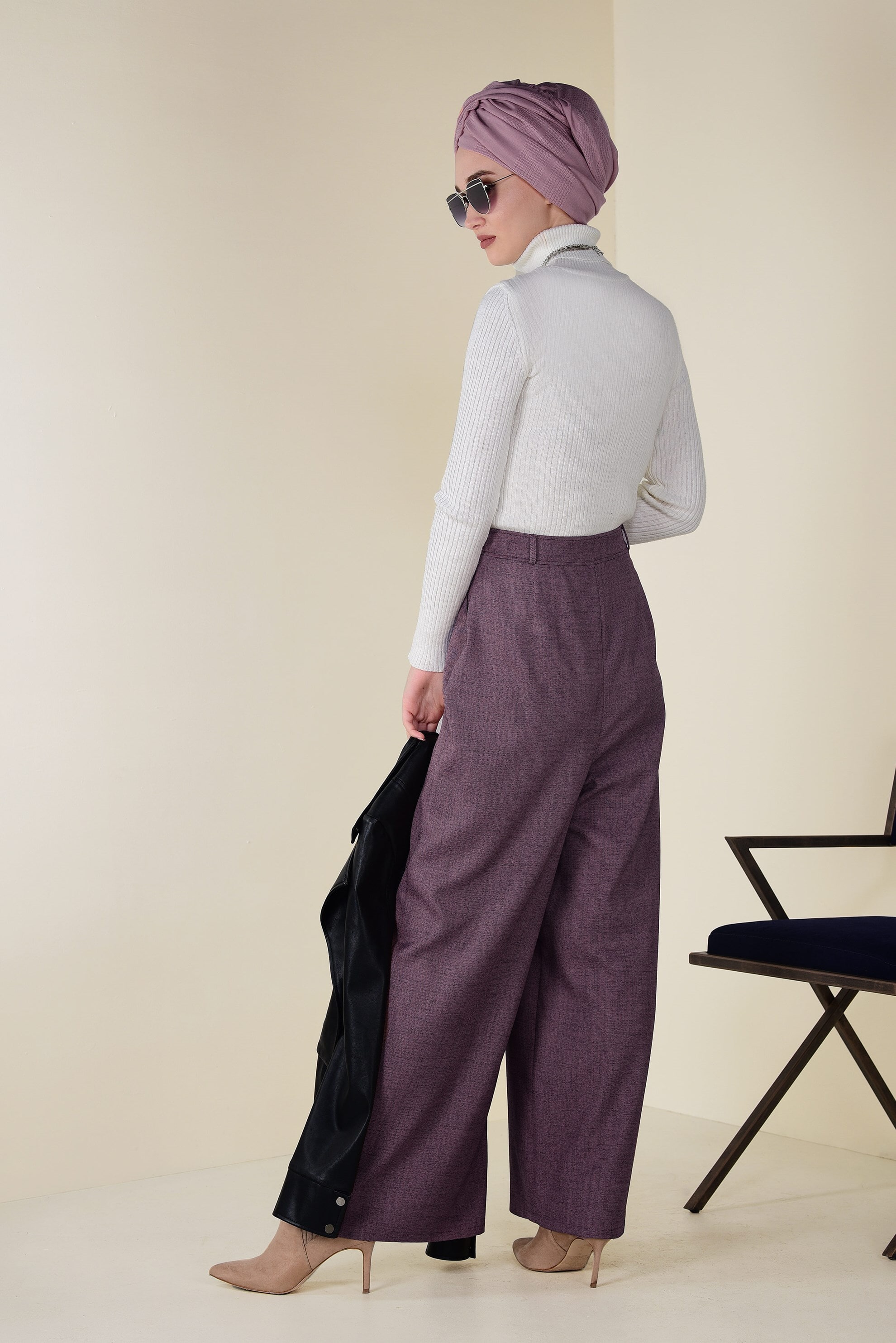 Tesettür giyim PUDRA BOL PAÇA PANTOLON 7404 