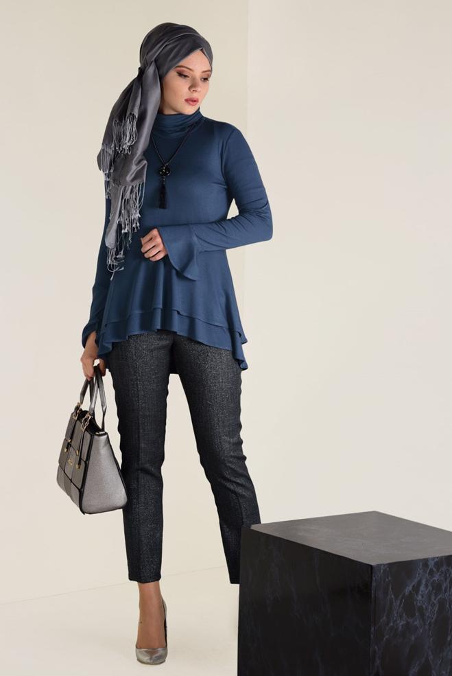 Tesettür giyim  DÜĞMELİ DAR PAÇA PANTOLON 7405  - ALVİNA