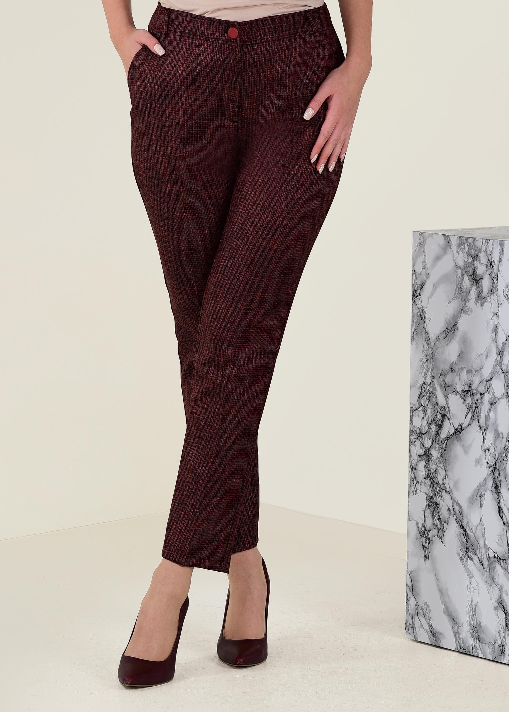 Tesettür giyim TURUNCU DÜĞMELİ DAR PAÇA PANTOLON 7405 