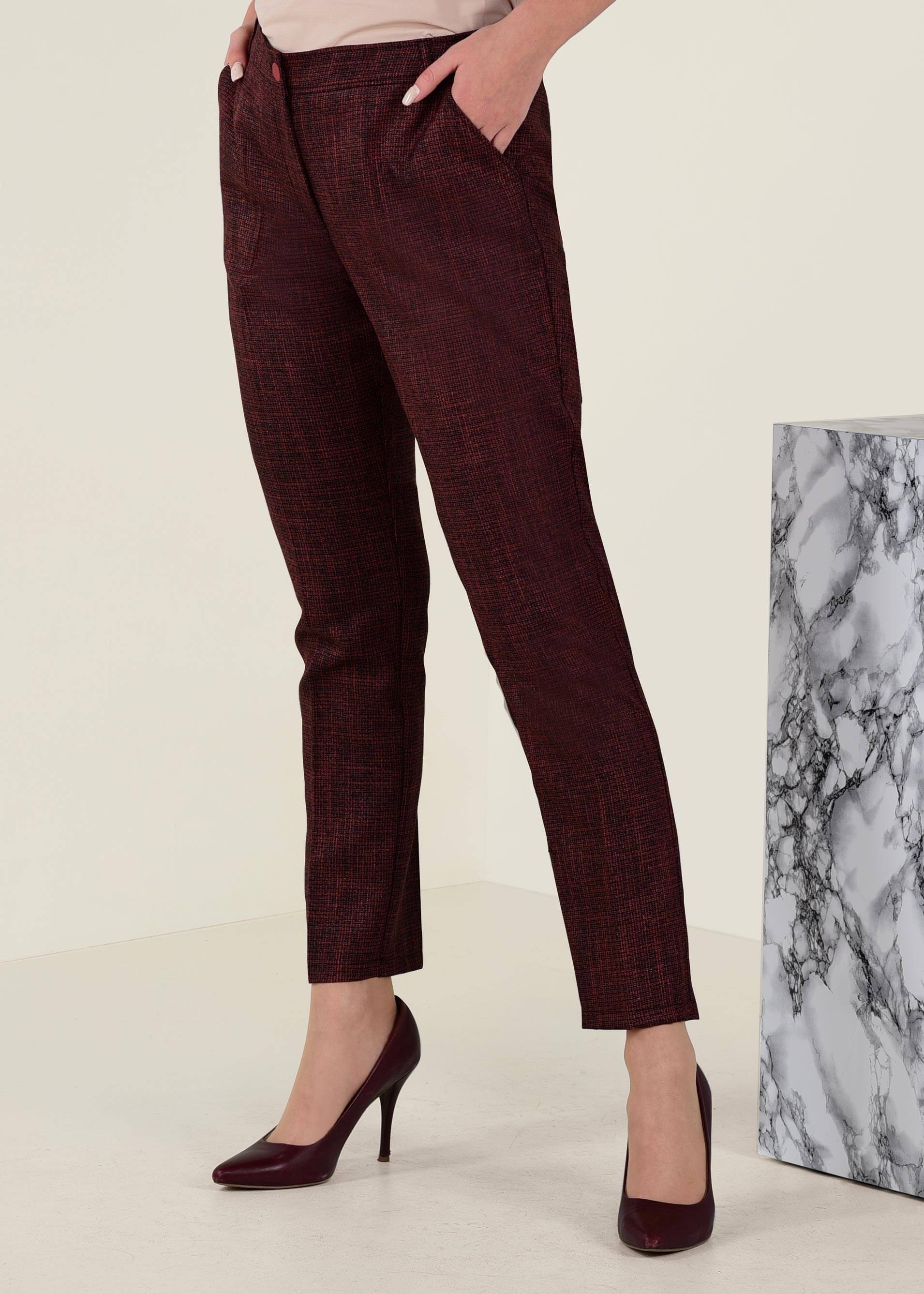 Tesettür giyim TURUNCU DÜĞMELİ DAR PAÇA PANTOLON 7405 