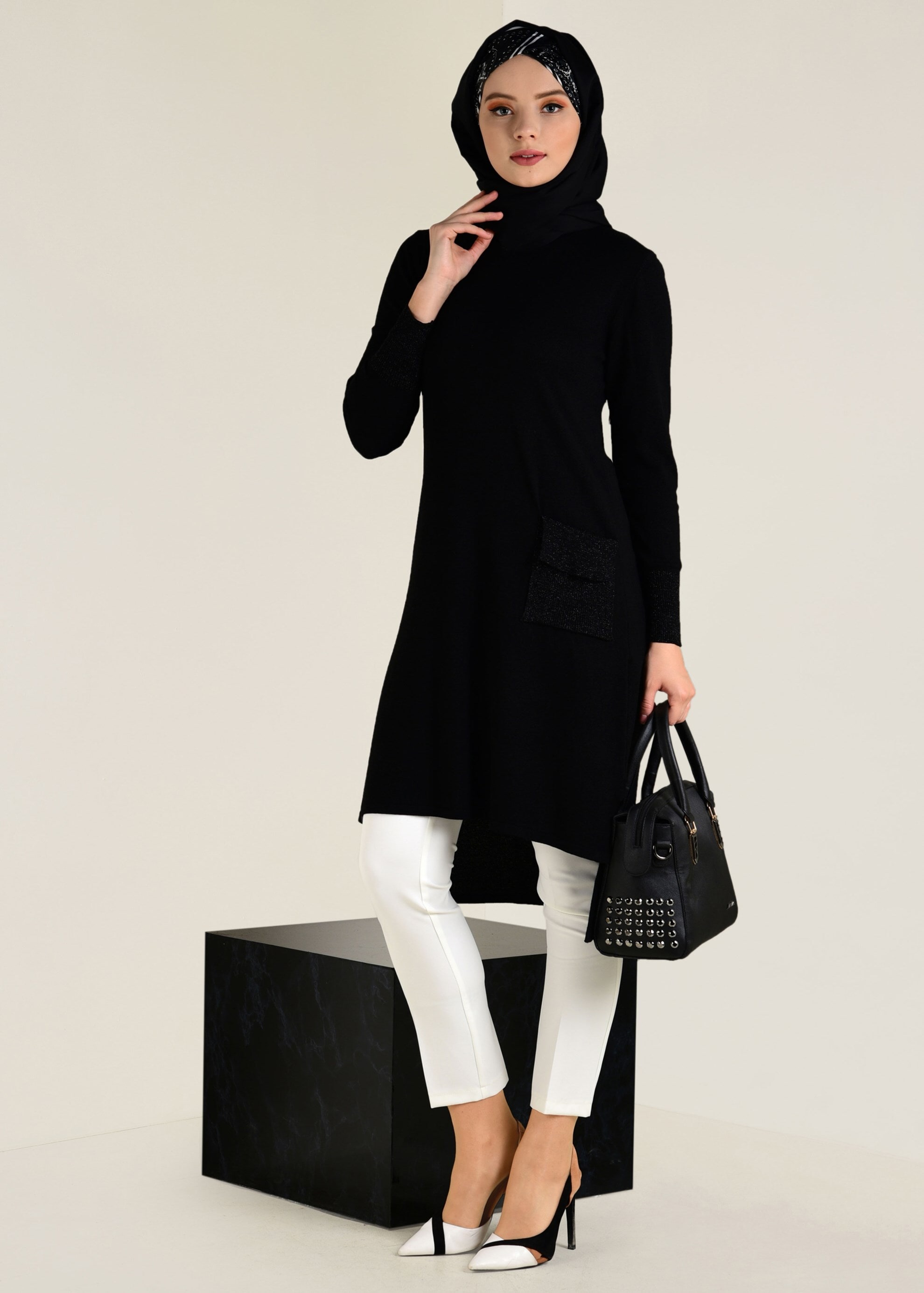 Tesettür giyim BEYAZ DAR PAÇA KLASİK PANTOLON 7406