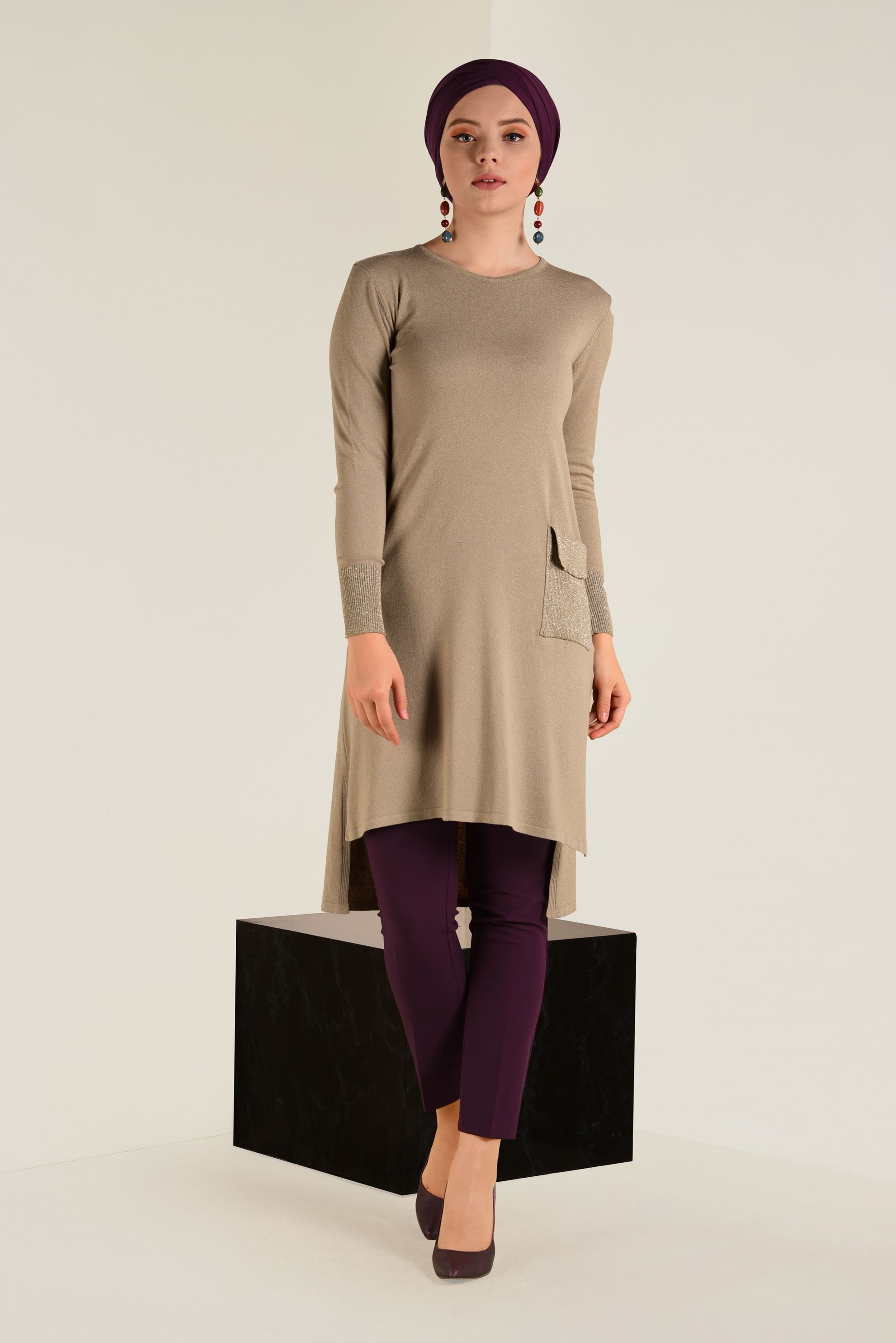 Tesettür giyim BORDO DAR PAÇA KLASİK PANTOLON 7406