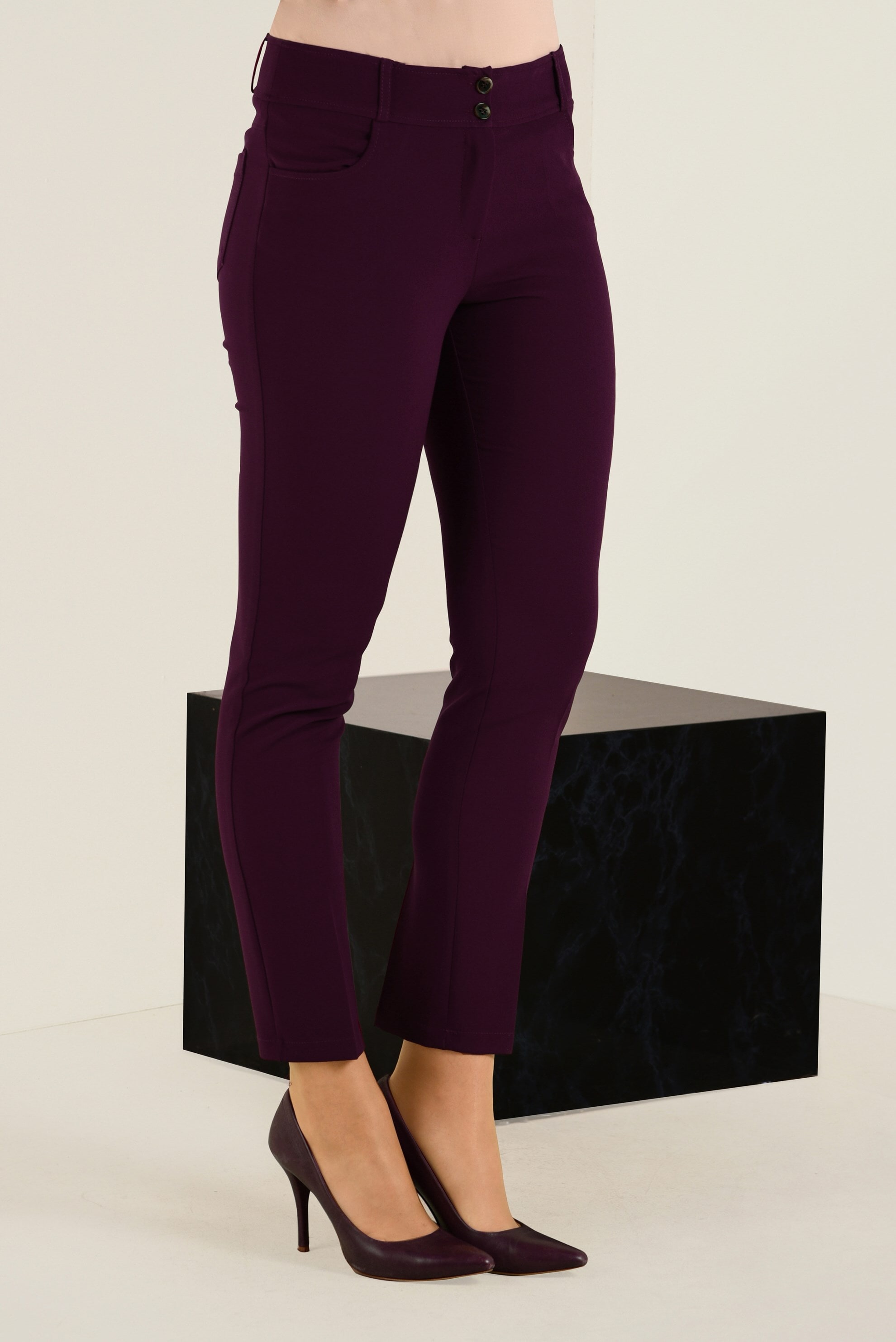 Tesettür giyim BORDO DAR PAÇA KLASİK PANTOLON 7406