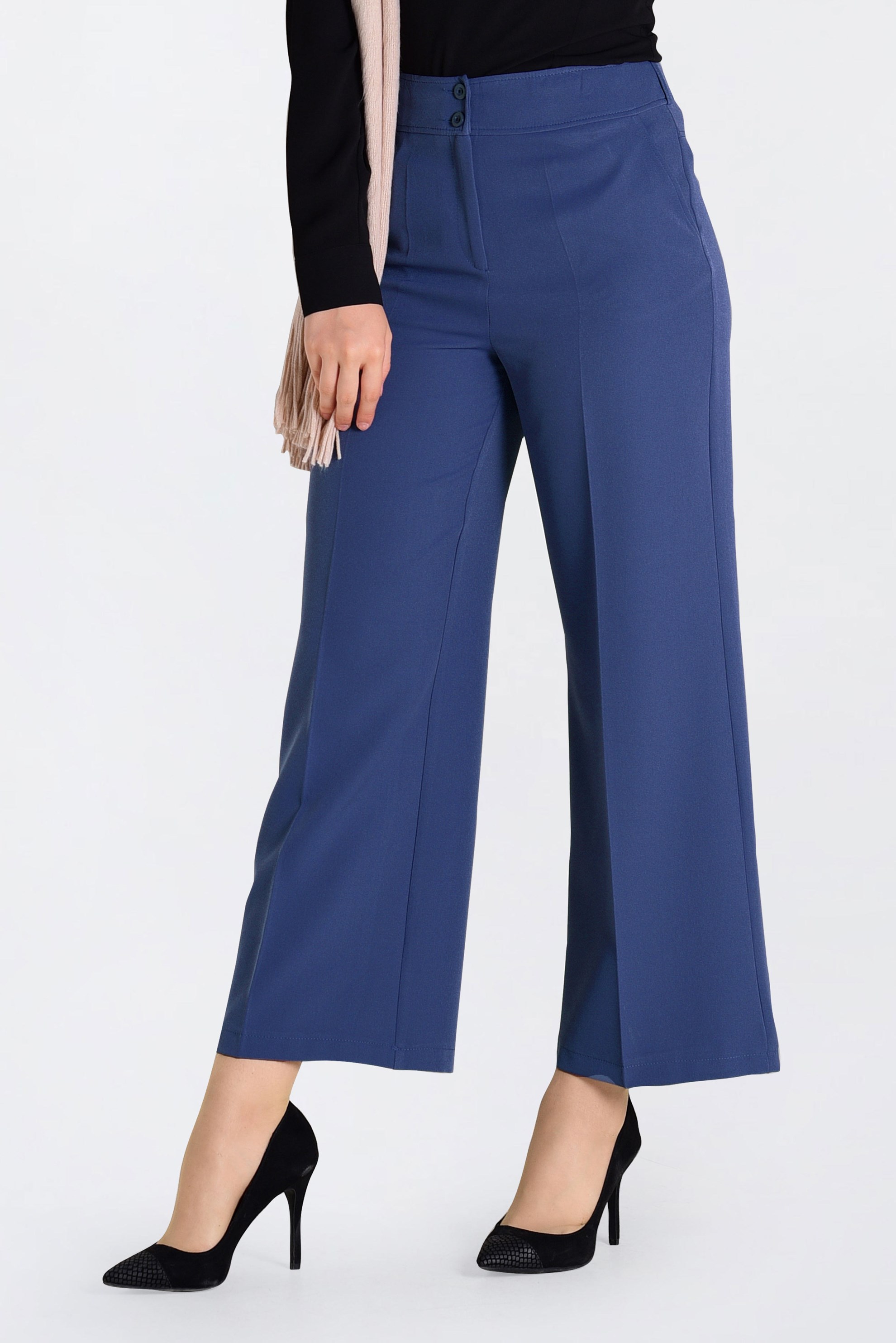 Tesettür giyim LACİVERT YÜKSEK BEL BOL KESİM PANTOLON 7407 