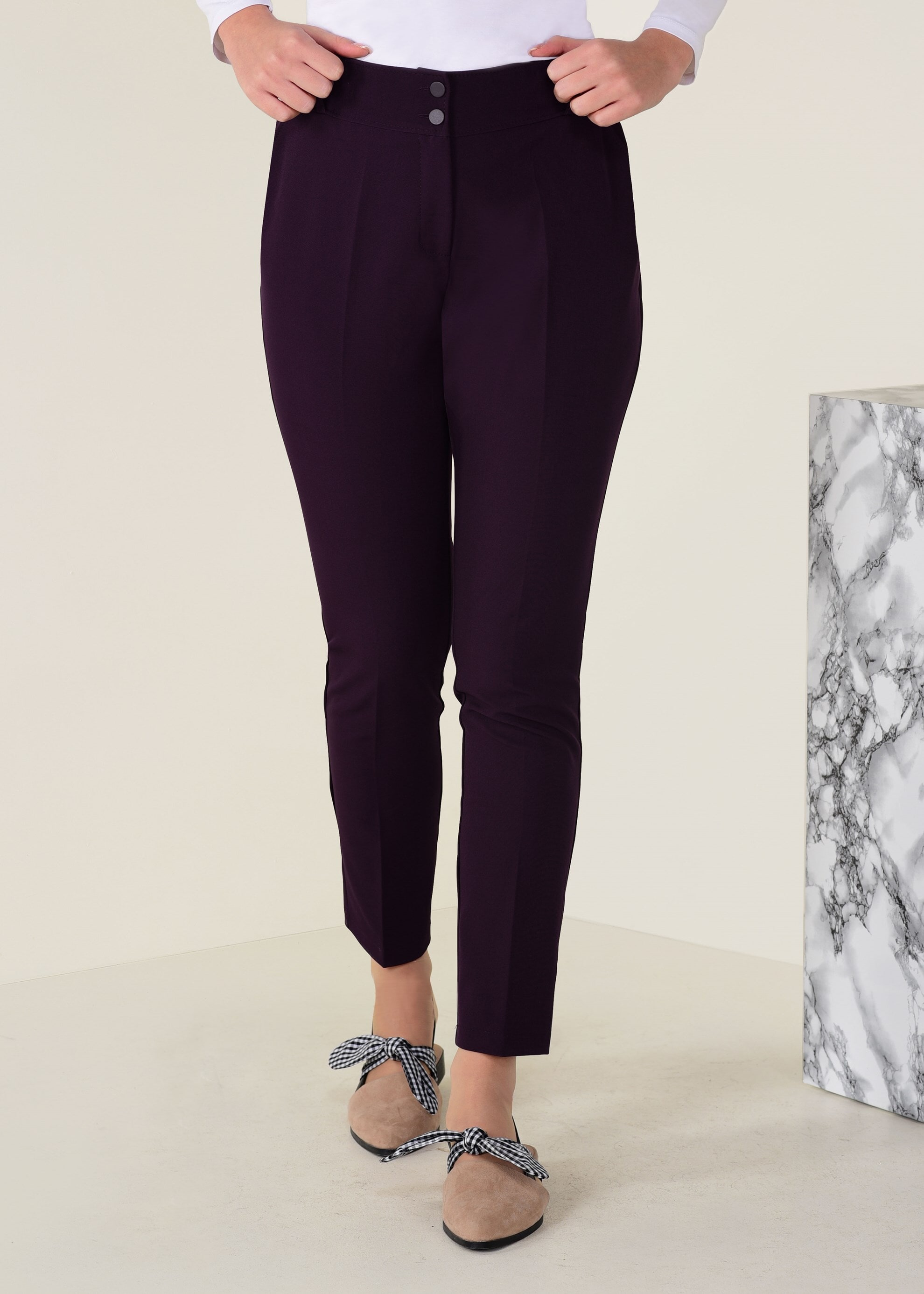 Tesettür giyim MÜRDÜM ARA BEL DÜĞMELİ PANTOLON 7408 