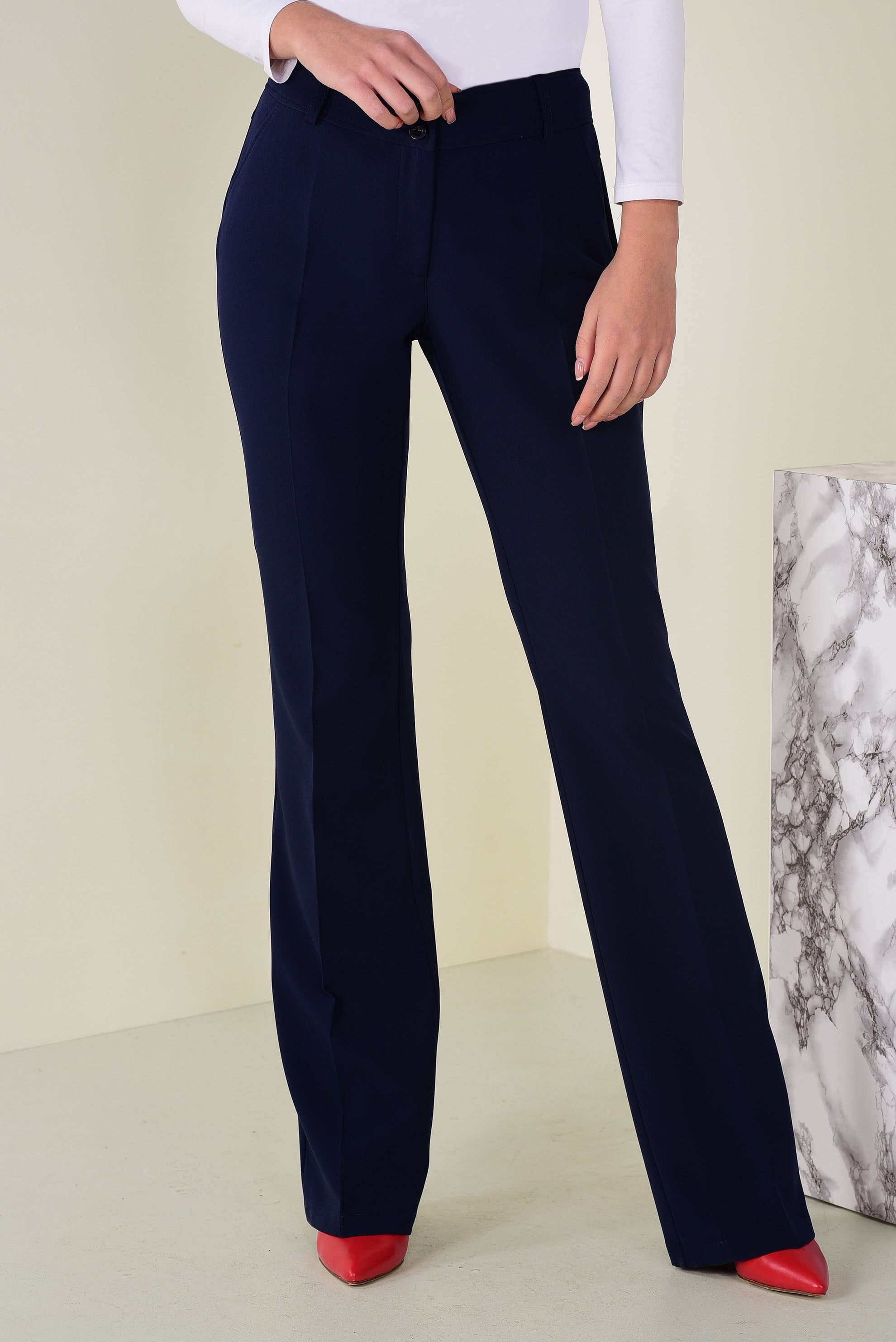 Tesettür giyim LACİVERT GENİŞ PAÇA YÜKSEK BEL PANTOLON 7409 