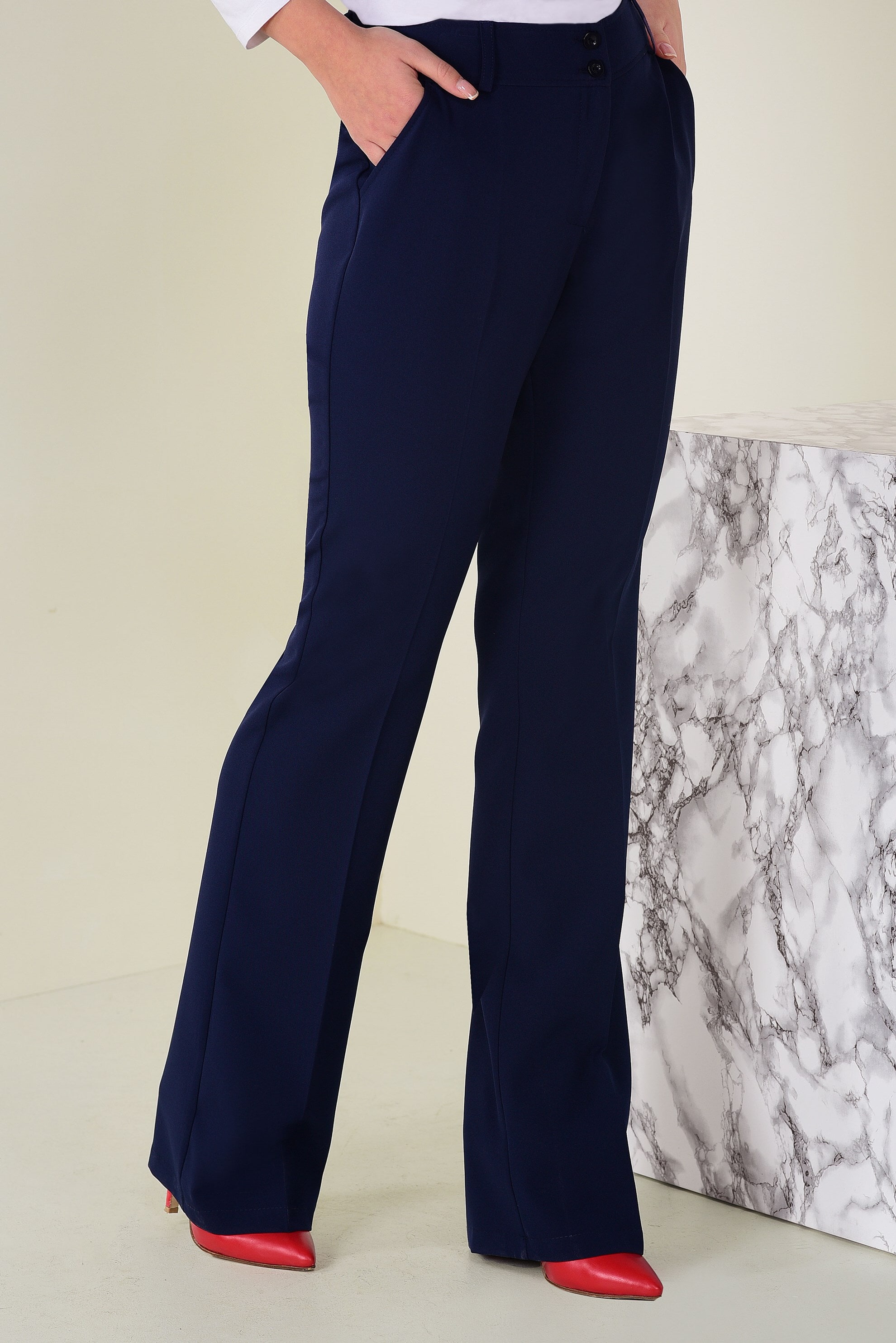 Tesettür giyim LACİVERT GENİŞ PAÇA YÜKSEK BEL PANTOLON 7409 