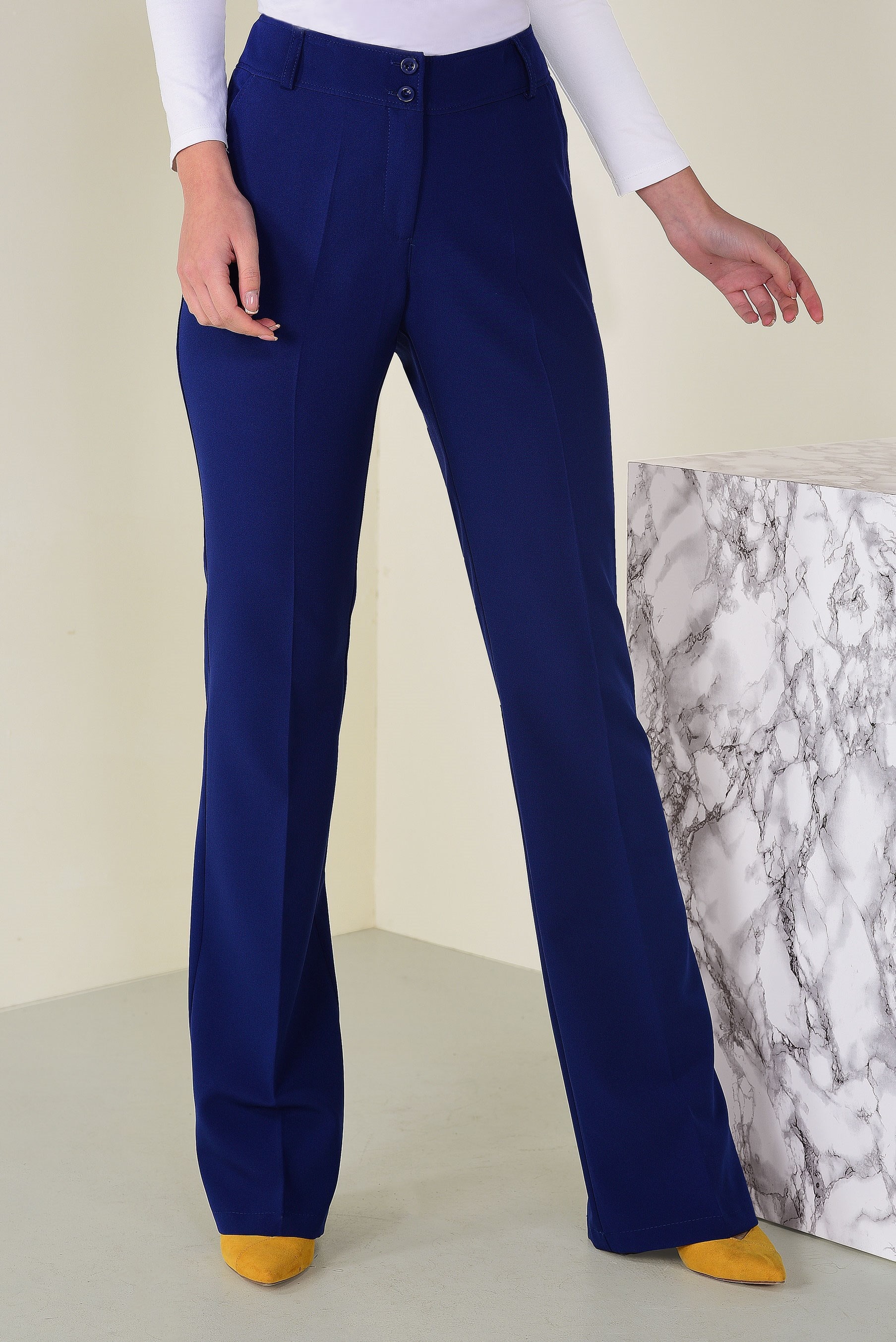 Tesettür giyim LACİVERT GENİŞ PAÇA YÜKSEK BEL PANTOLON 7409 