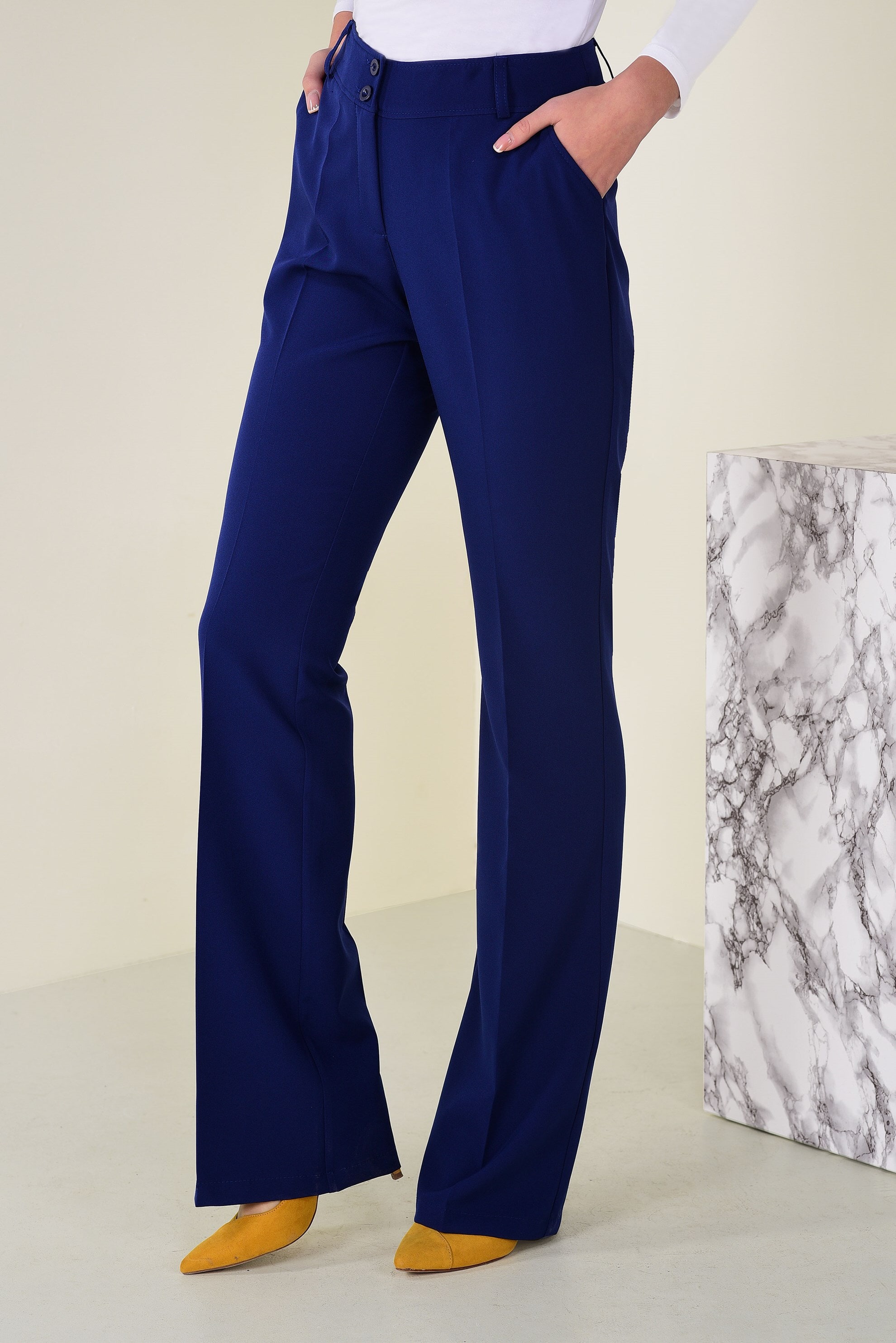 Tesettür giyim LACİVERT GENİŞ PAÇA YÜKSEK BEL PANTOLON 7409 