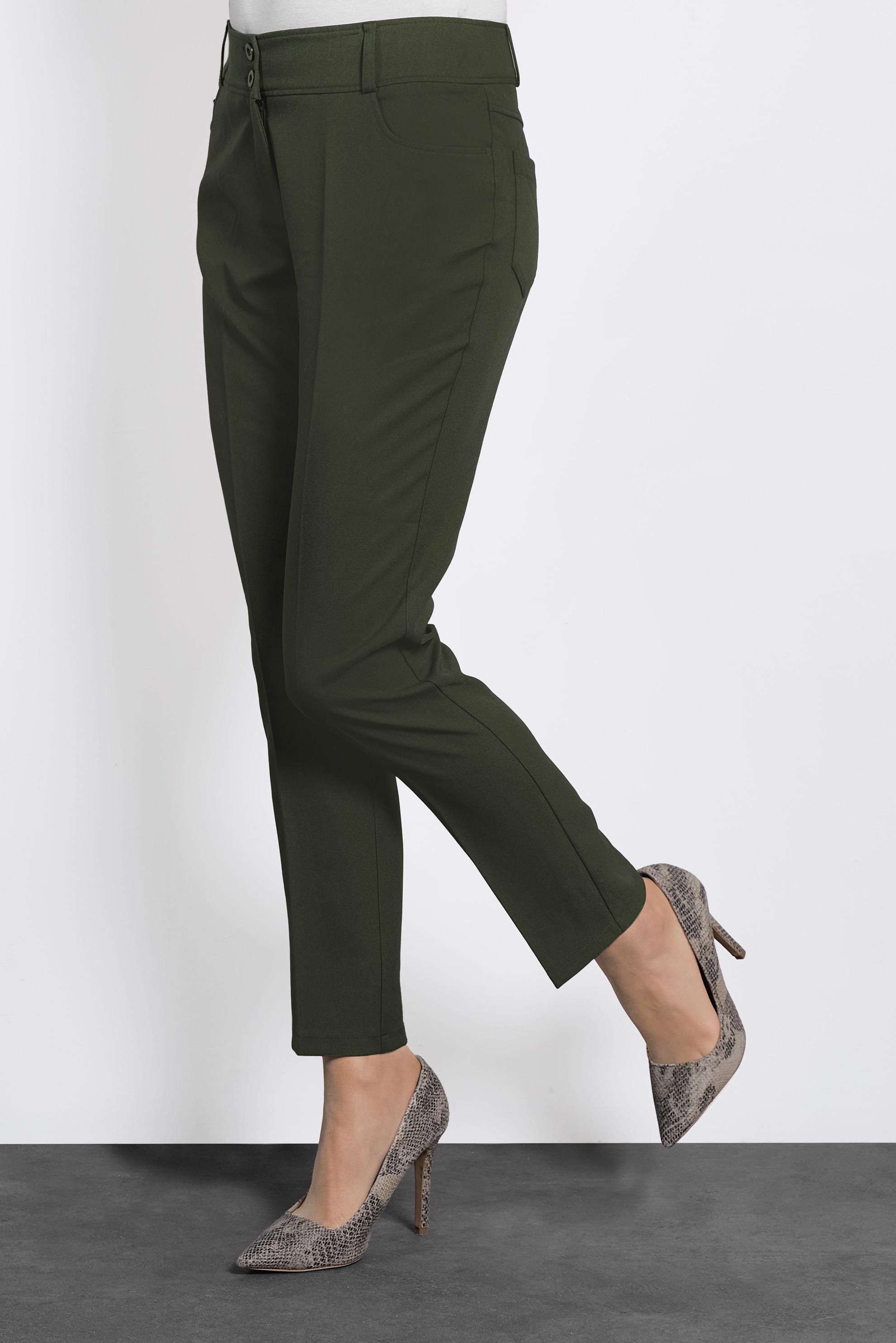 Tesettür giyim HAKİ ARA BEL DAR PAÇA PANTOLON 7414