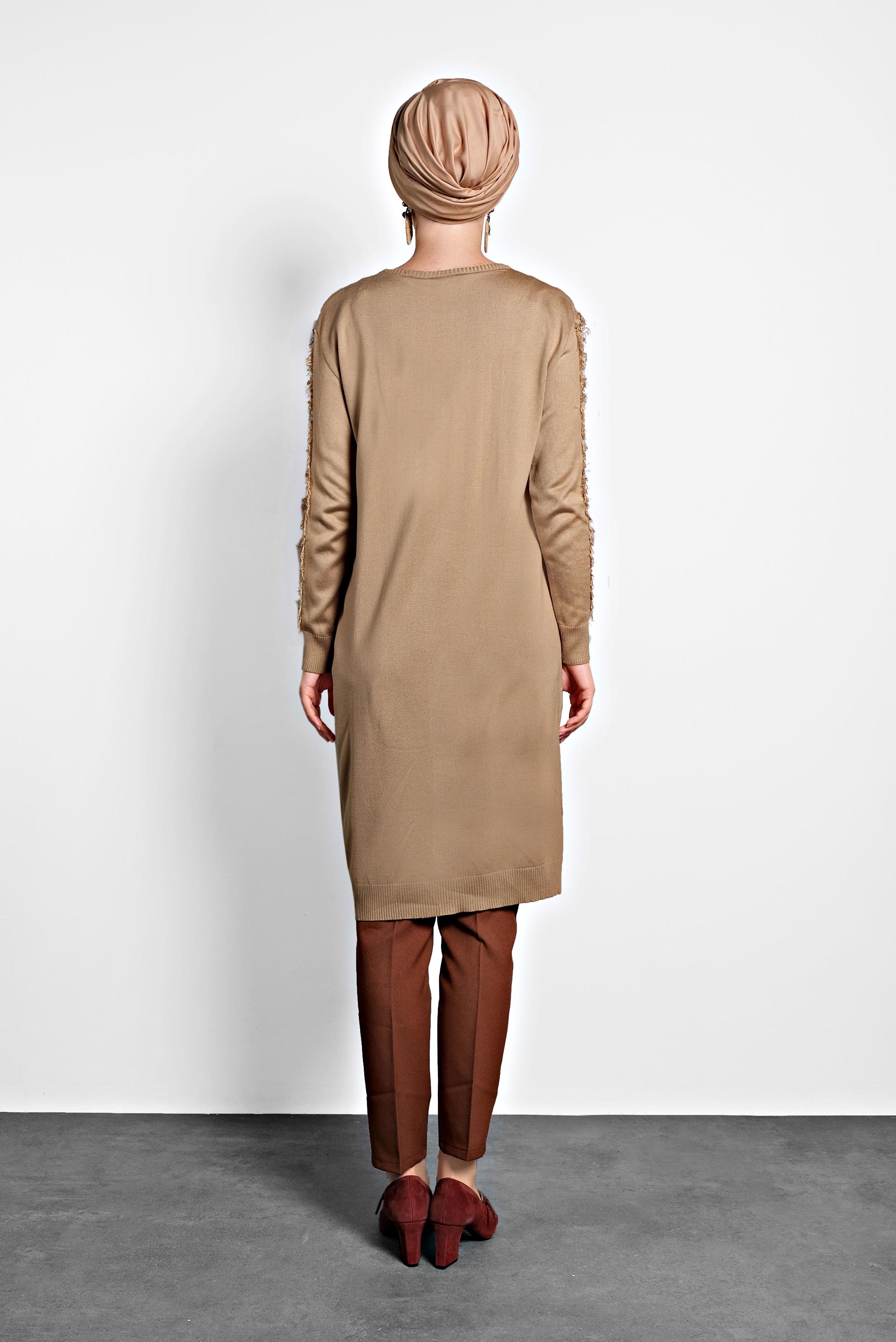 Tesettür giyim TABA ARA BEL DAR PAÇA PANTOLON 7414