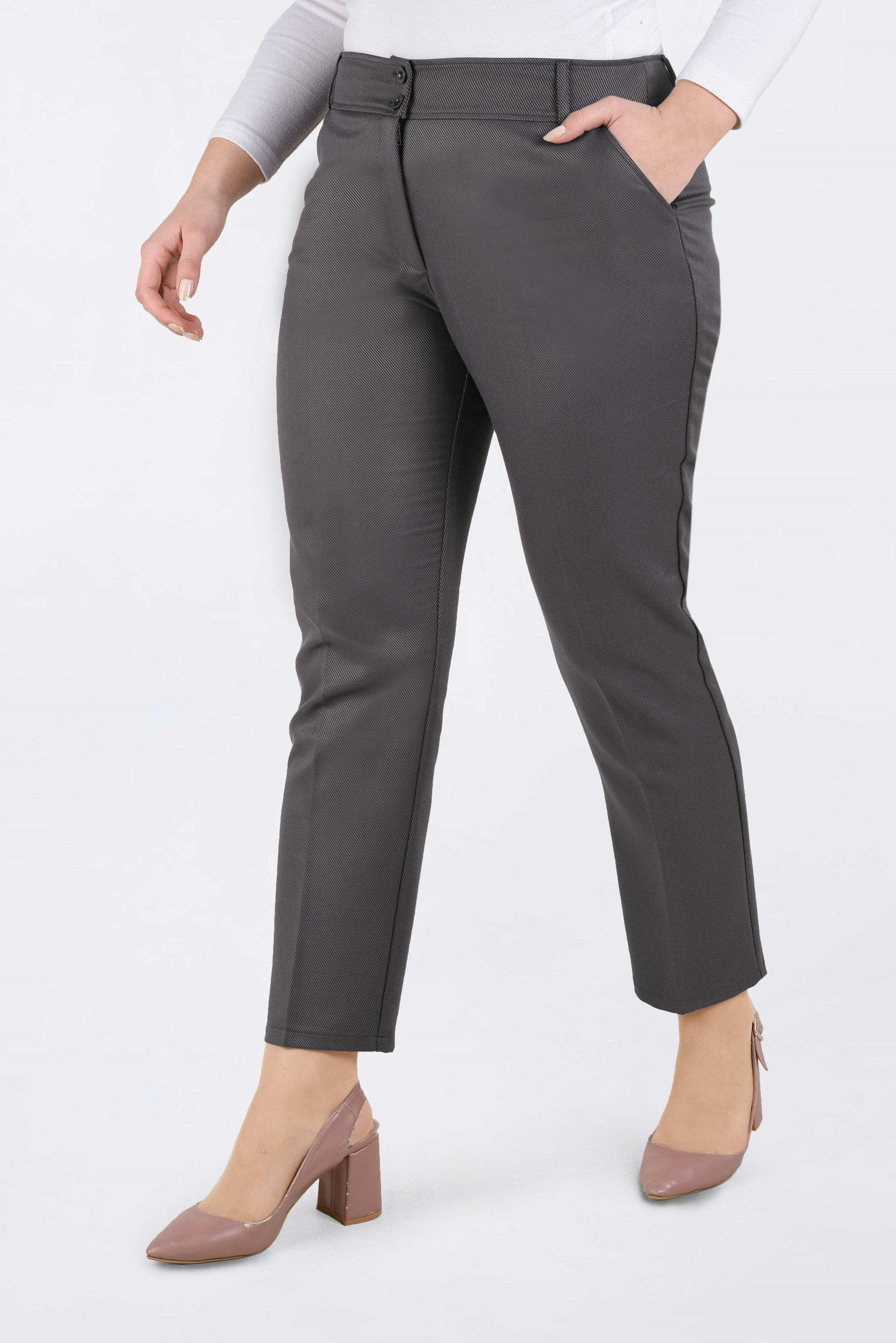 Hijab clothing GREY BUTTONED CLASSIC PANTS 7415 