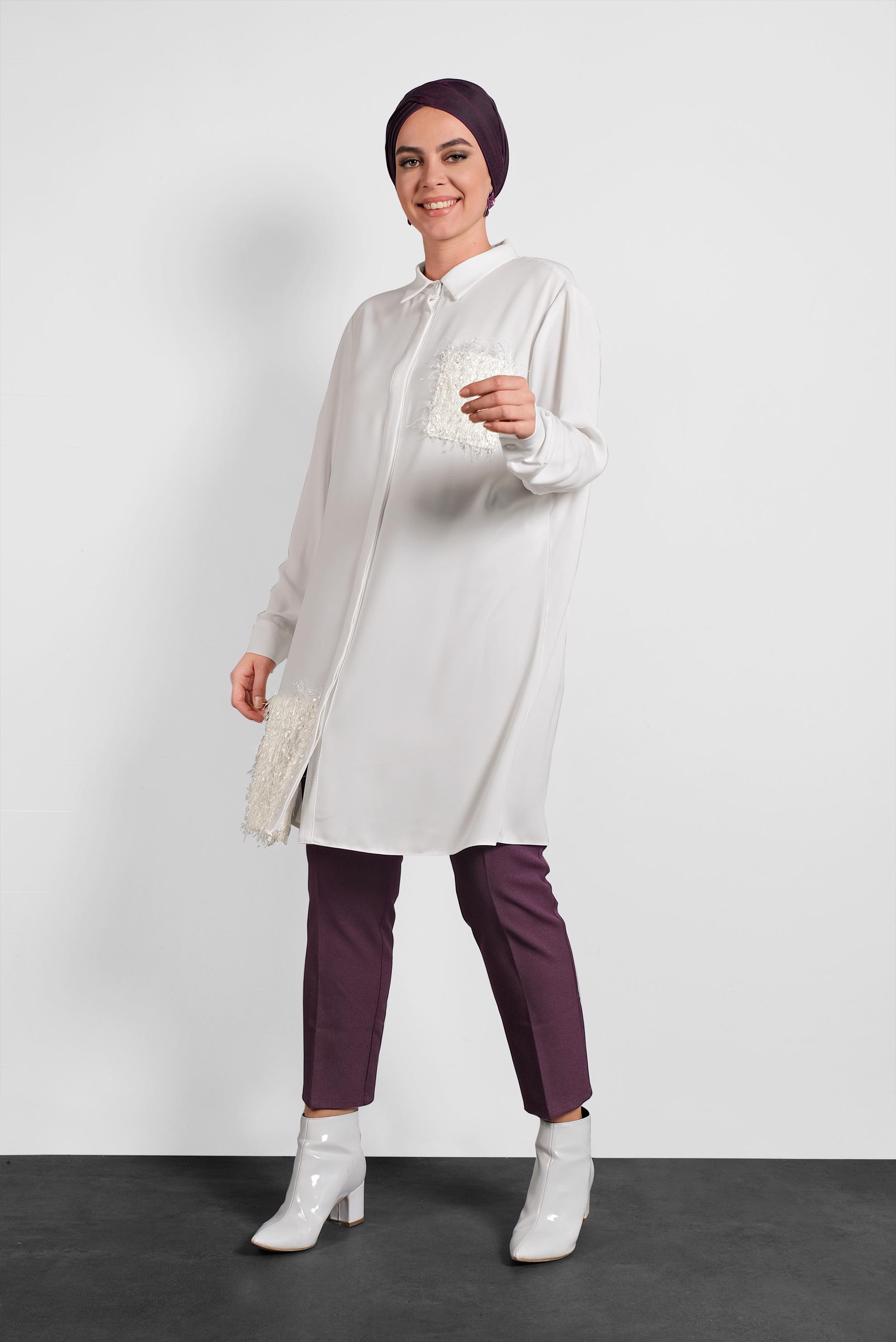 Vêtements hijab PRUNE PANTALON À COUPE CLASSIQUE 7417 