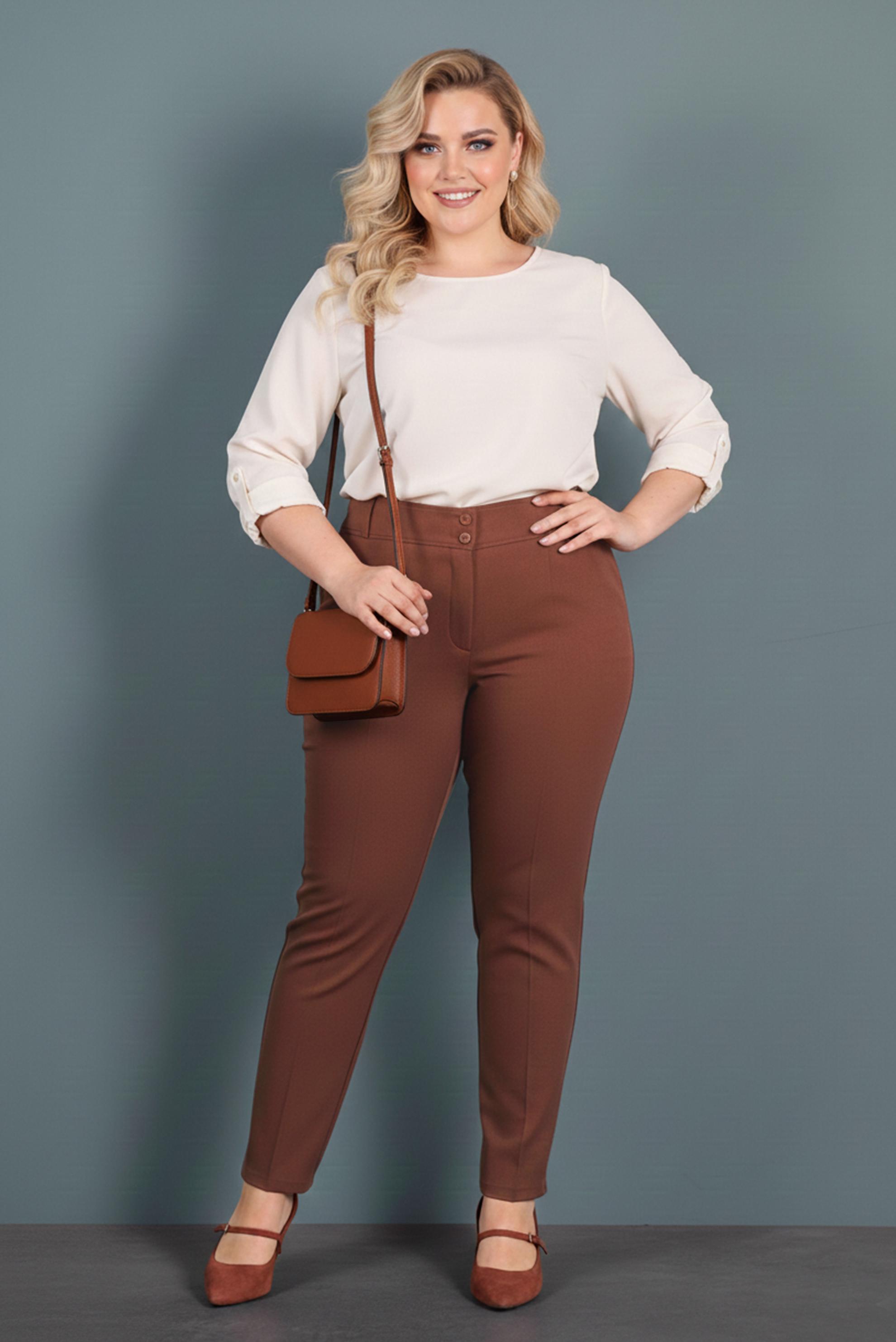 Tesettür giyim TABA KLASİK KESİM DAR PAÇA PANTOLON 7417