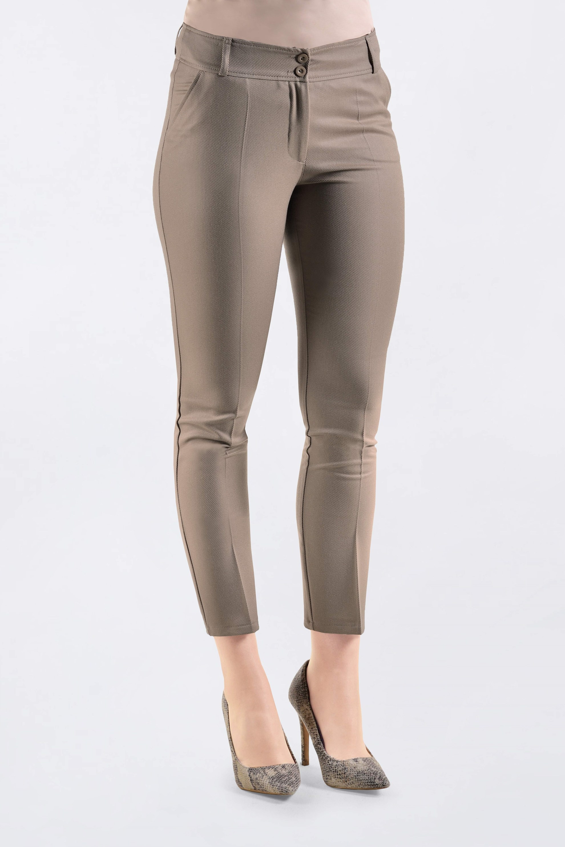 Tesettür giyim KAHVE DÜĞMELİ DAR PAÇA PANTOLON 7418 