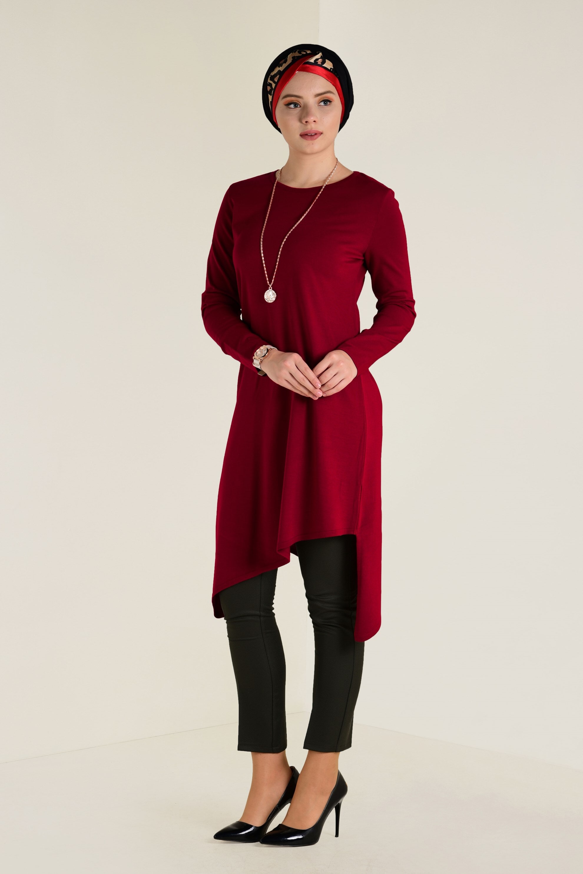 Tesettür giyim HAKİ DÜĞMELİ DAR PAÇA PANTOLON 7418 