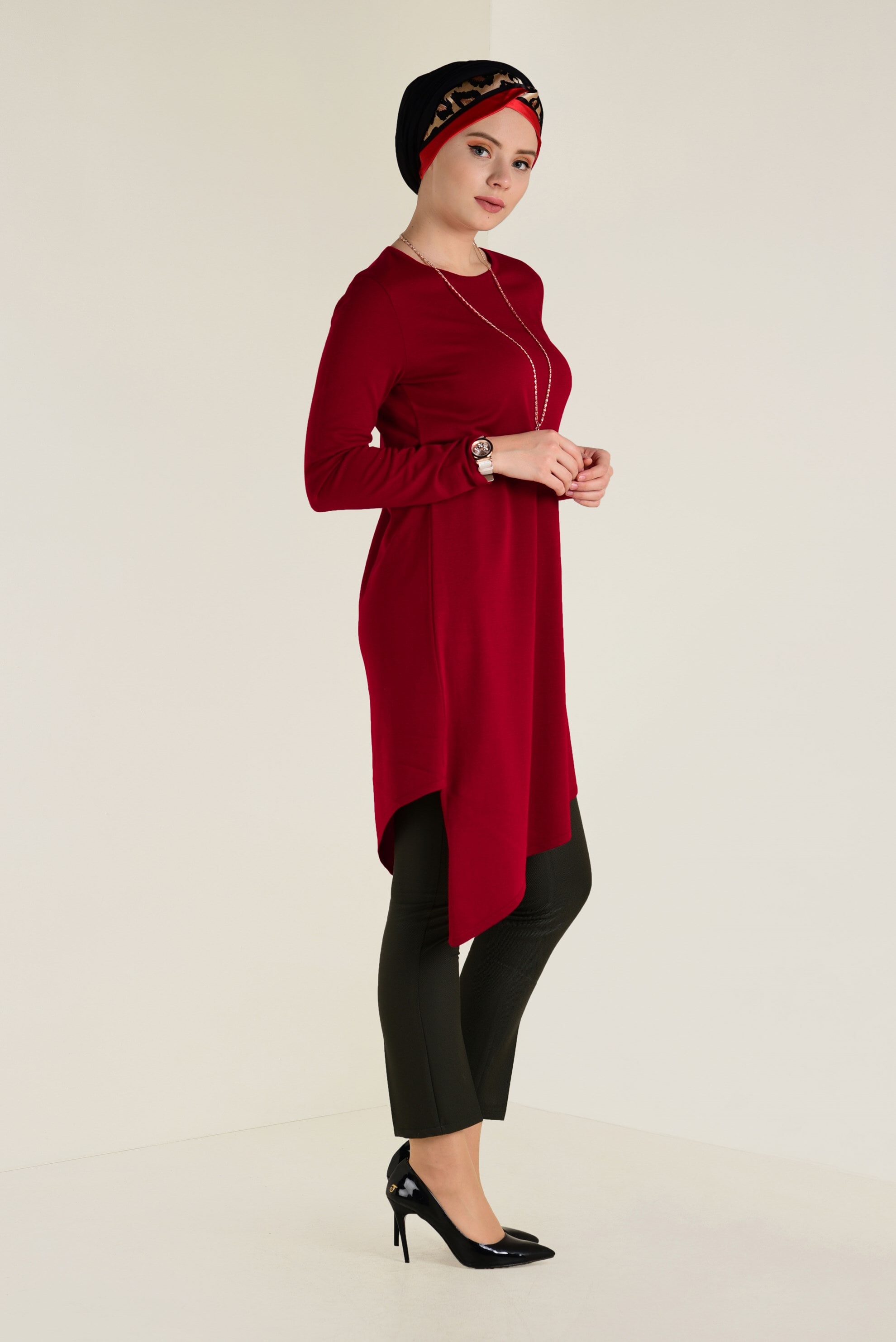 Tesettür giyim HAKİ DÜĞMELİ DAR PAÇA PANTOLON 7418 