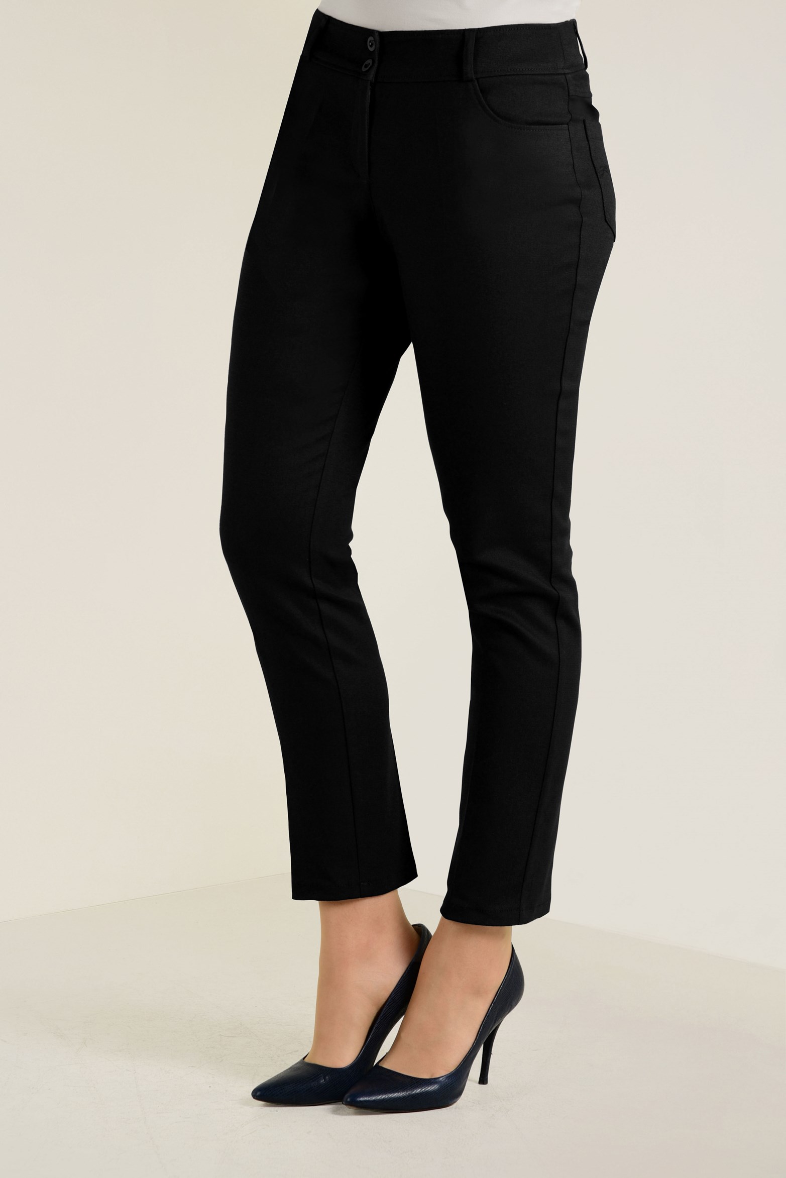 Tesettür giyim SİYAH PAMUKLU ARA BEL PANTOLON  7419