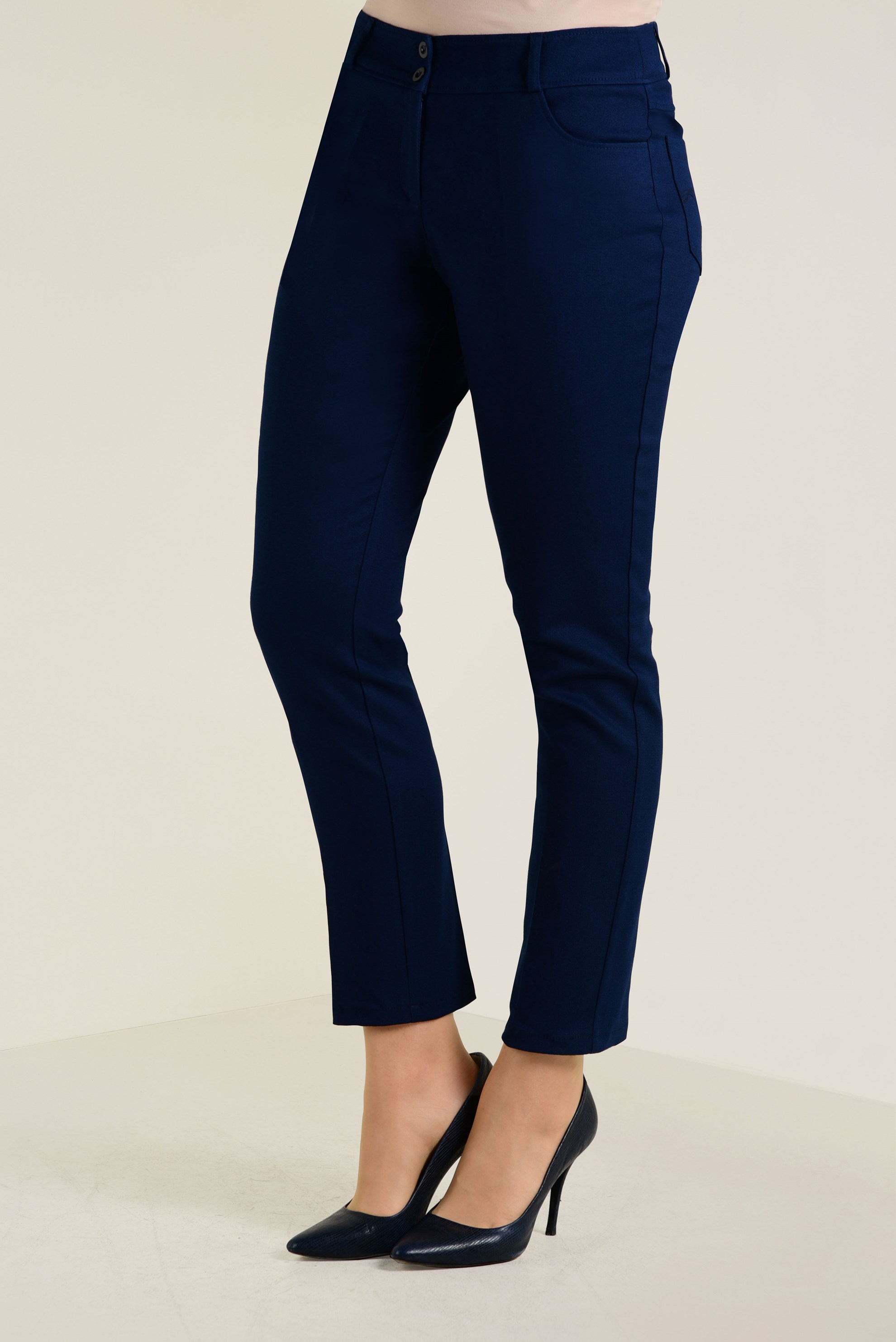 Tesettür giyim LACİVERT PAMUKLU ARA BEL PANTOLON  7419