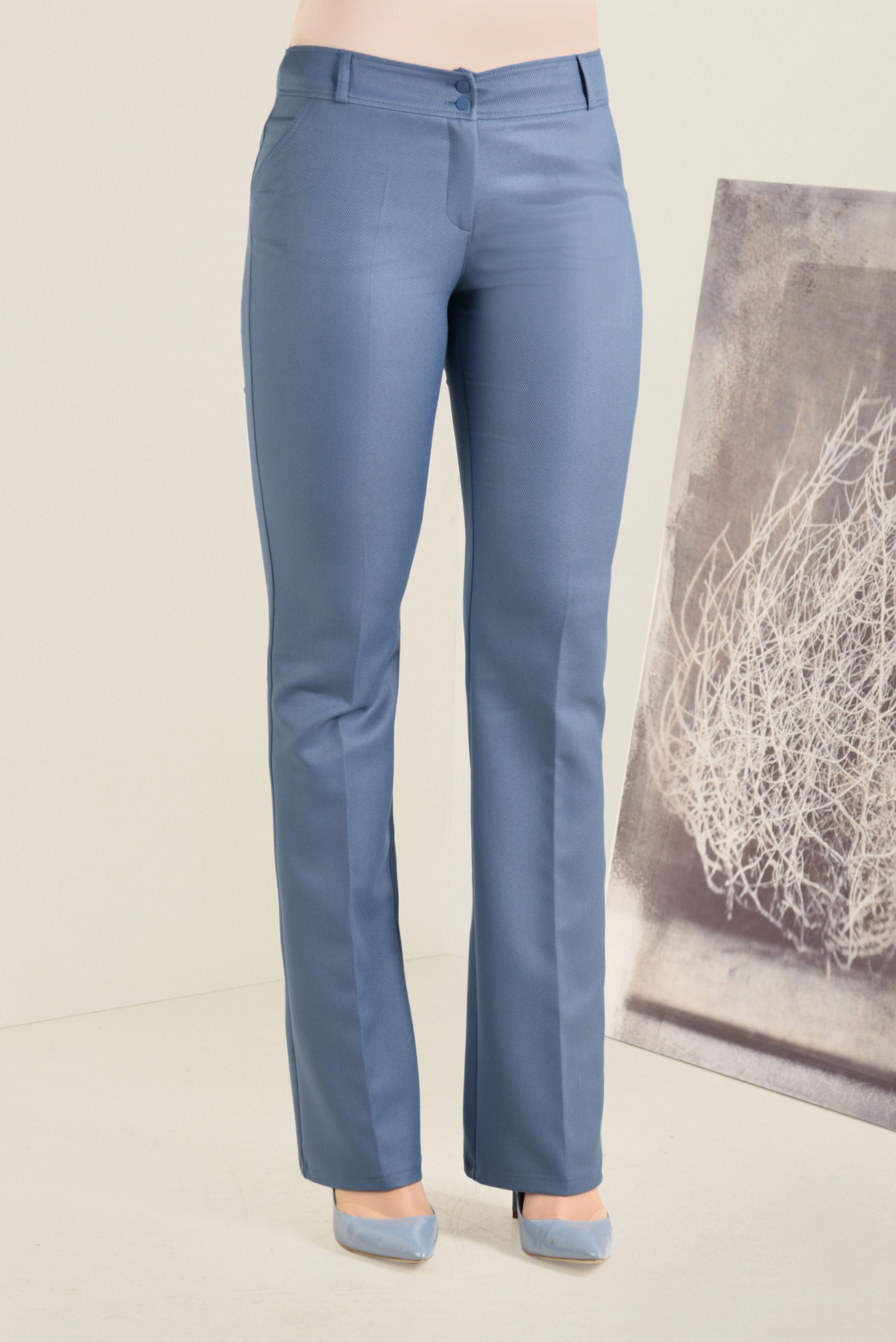 Tesettür giyim MAVİ ARA BEL BOL PAÇA PANTOLON 7423