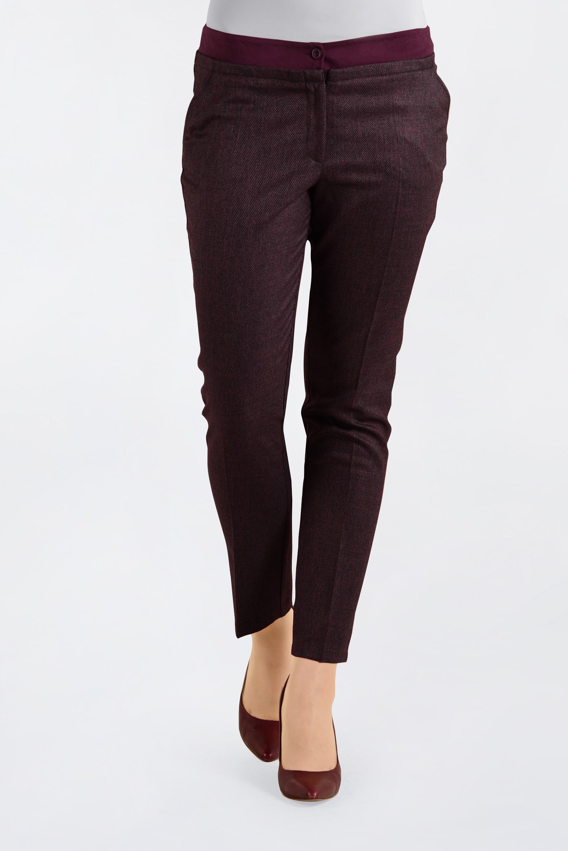 Tesettür giyim BORDO DAR PAÇA ARA BEL PANTOLON 7431 