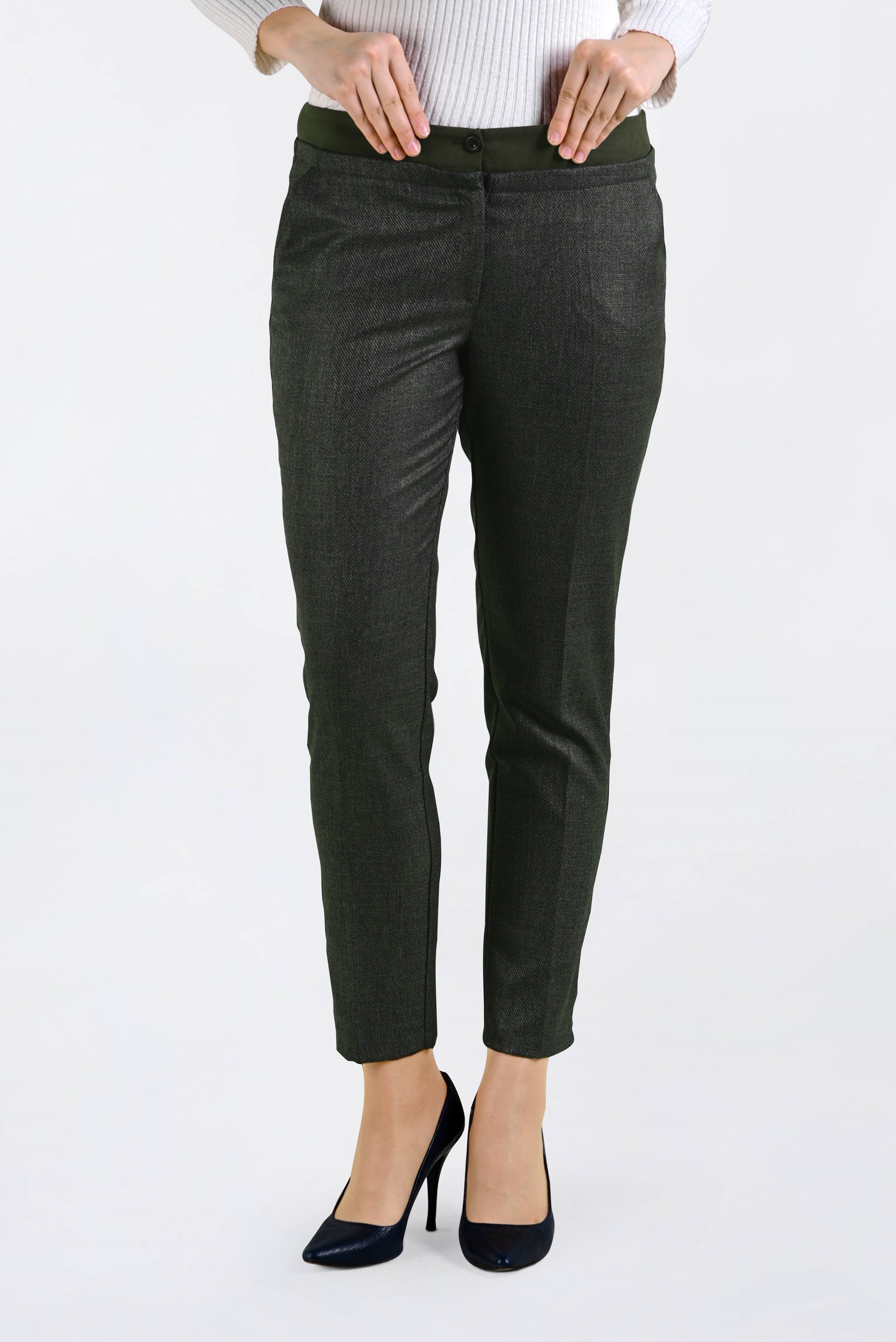 Tesettür giyim HAKİ DAR PAÇA ARA BEL PANTOLON 7431 