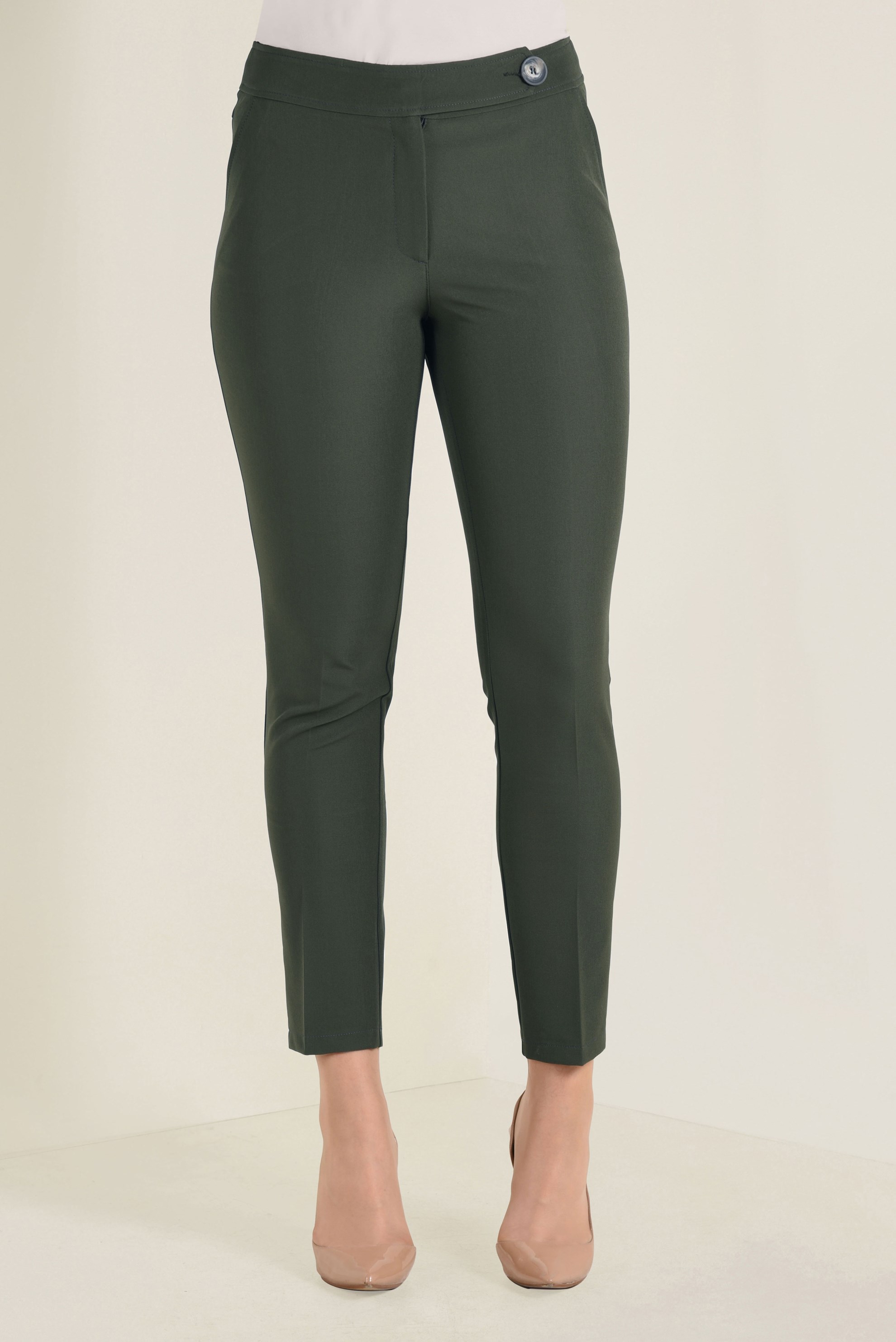 Tesettür giyim HAKİ YANDAN DÜĞMELİ PANTOLON 7433 