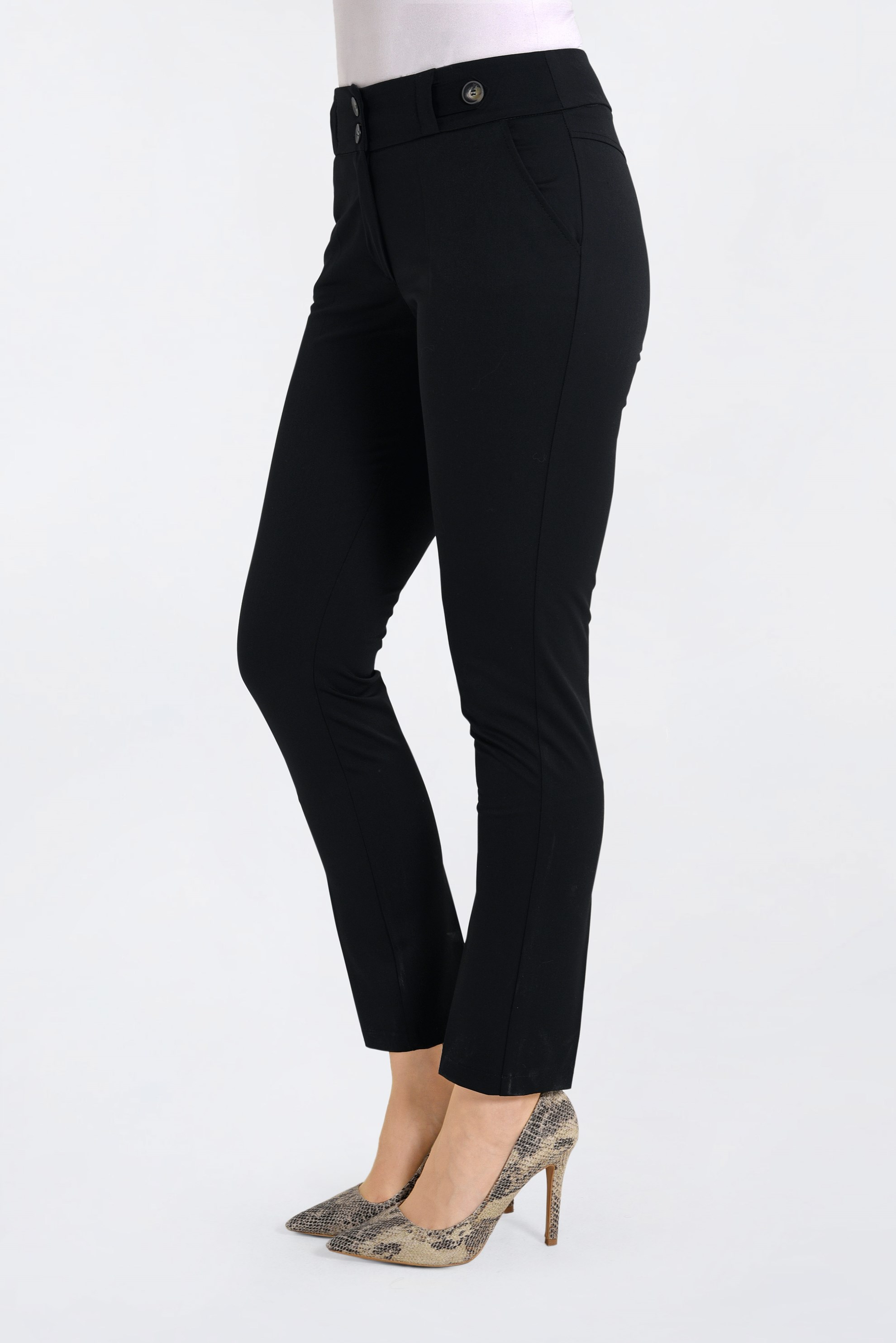 Tesettür giyim SİYAH DÜĞME DETAYLI PANTOLON 7435 