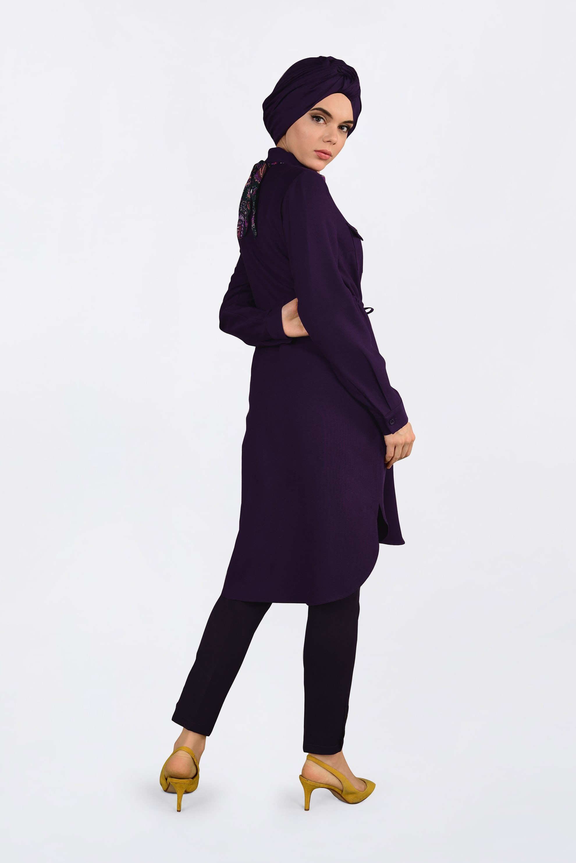 Tesettür giyim MÜRDÜM DAR PAÇA BİLEKLERİ DÜĞME DETAYLI PANTOLON 7436 