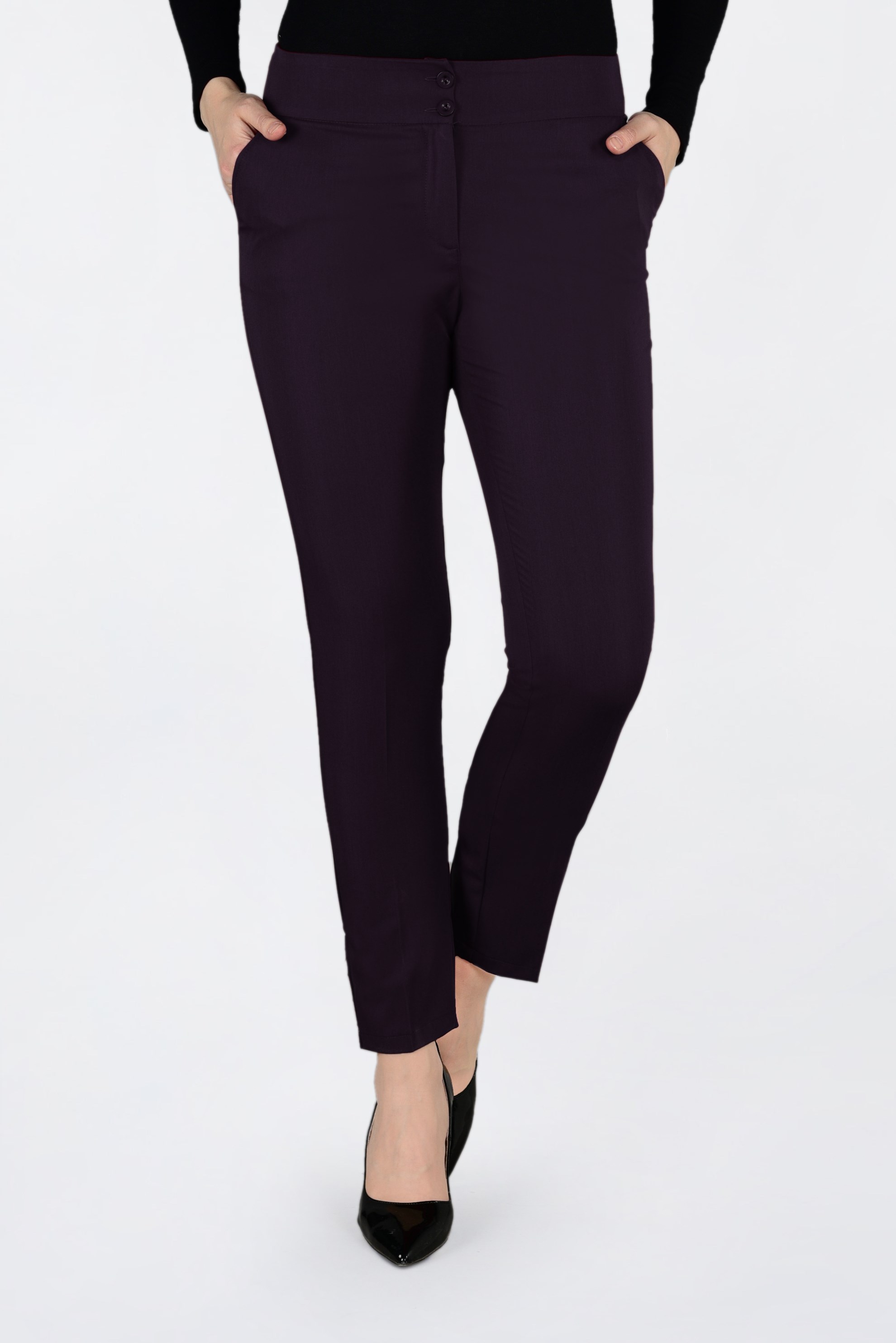 Tesettür giyim MOR İŞLEME DETAYLI DAR PAÇA PANTOLON 7439