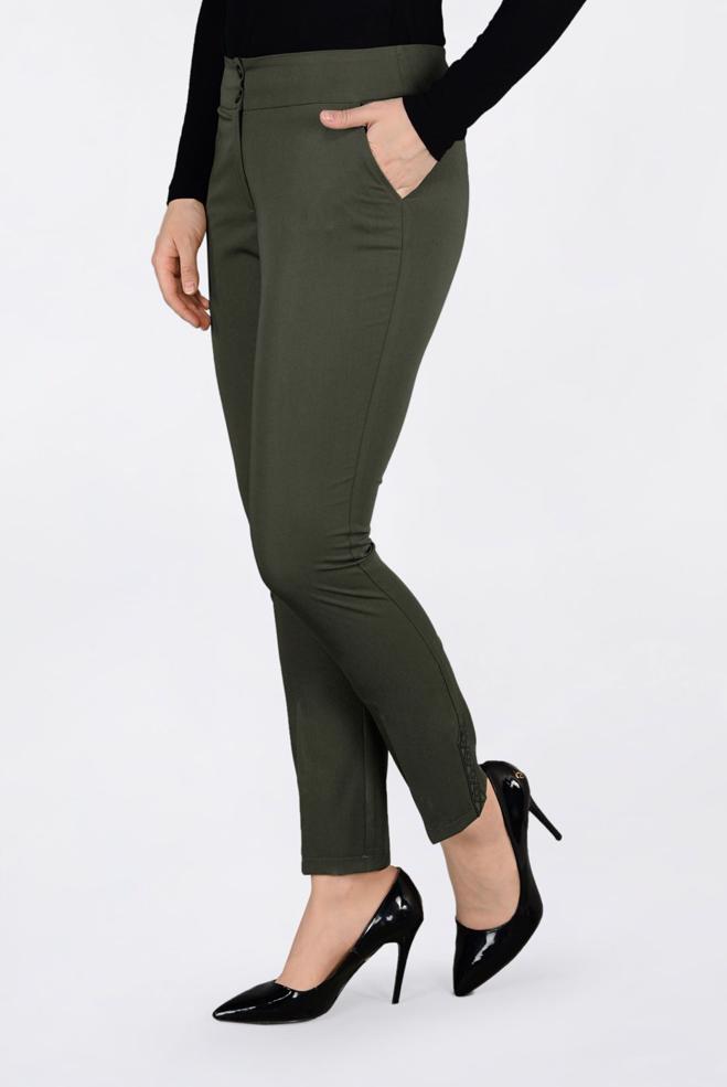 Tesettür giyim  İŞLEME DETAYLI DAR PAÇA PANTOLON 7439 - ALVİNA