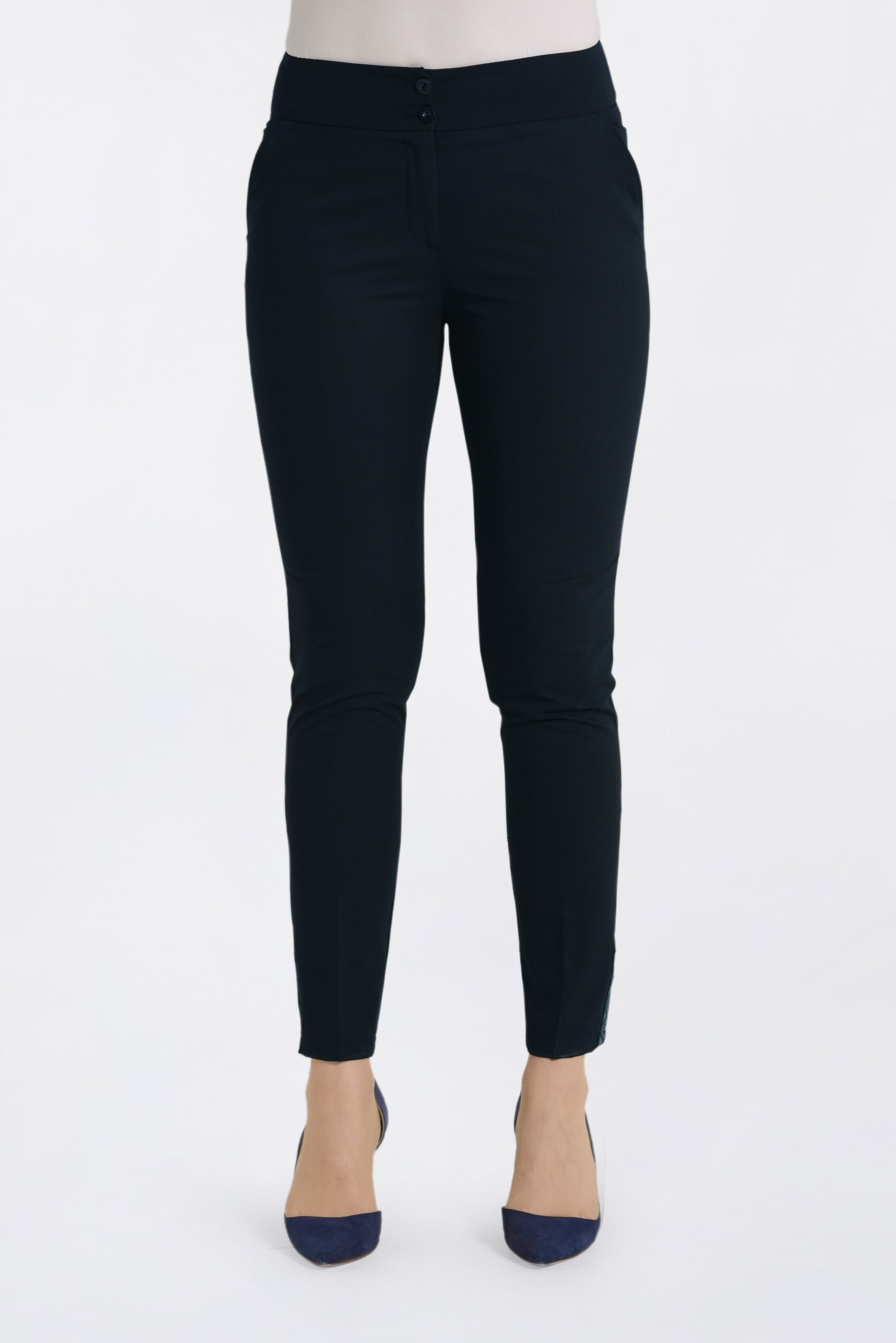 Tesettür giyim LACİVERT İŞLEME DETAYLI DAR PAÇA PANTOLON 7439