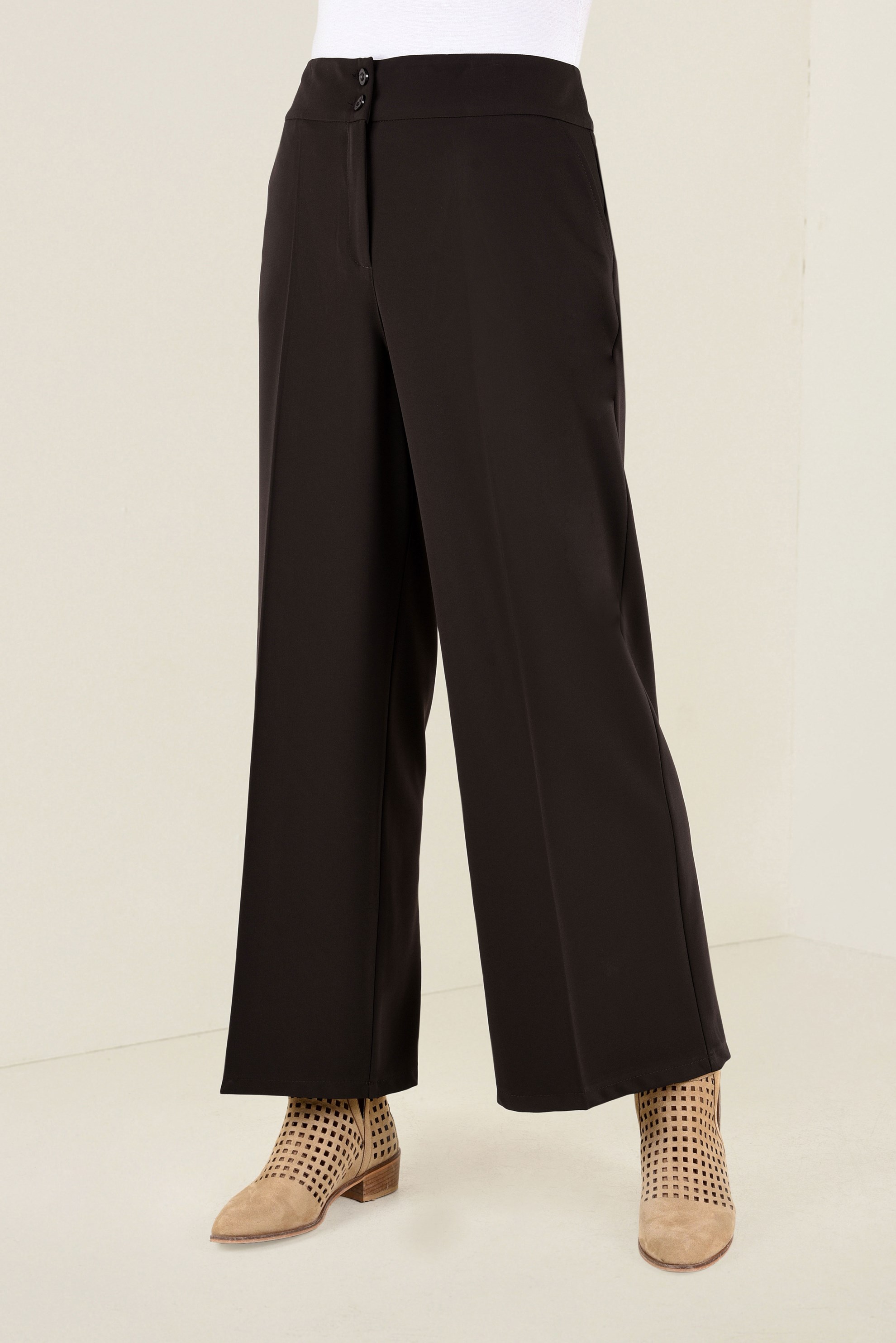 Hijab clothing BROWN BUTTONED WIDE-LEG PANTS 7440 