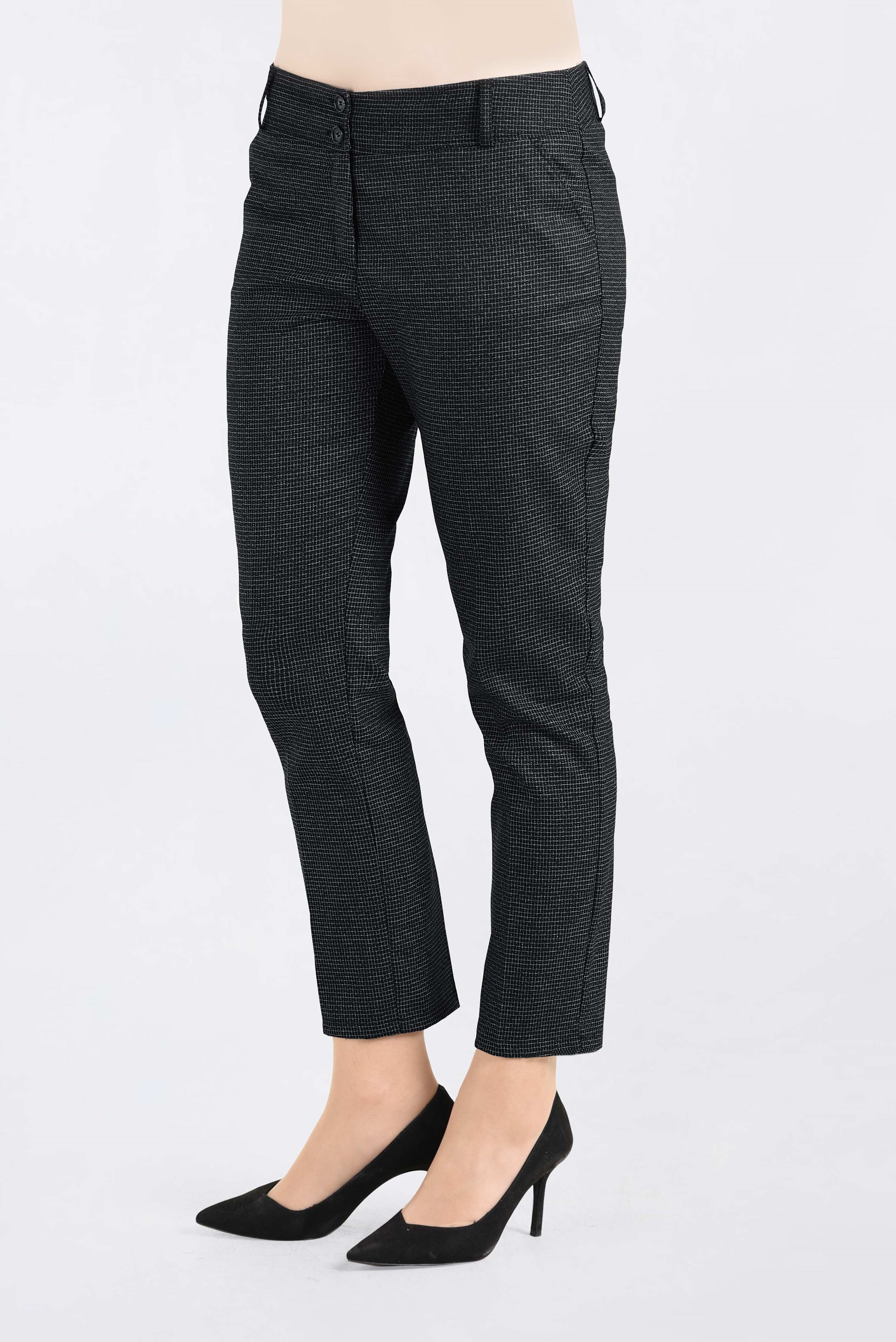 Tesettür giyim SİYAH ARA BEL DÜĞMELİ PANTOLON 7442 