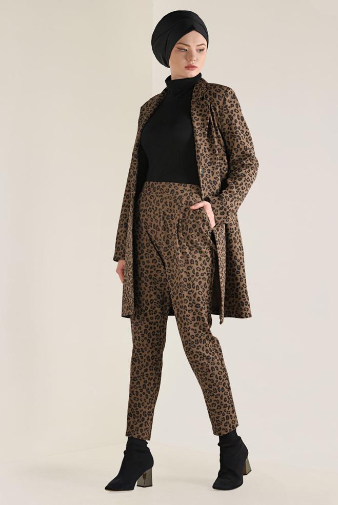 Tesettür giyim  LEOPAR DESENLİ DAR PAÇA PANTOLON 7444  - ALVİNA