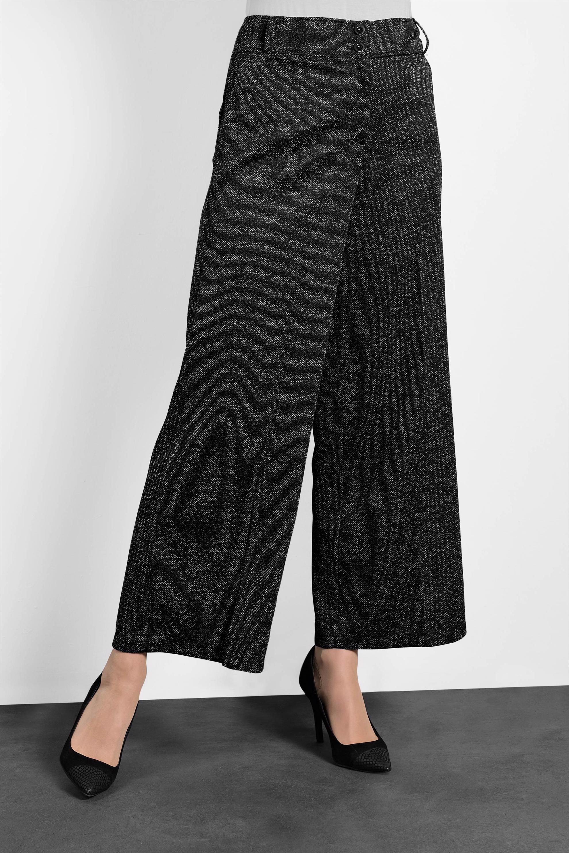 Tesettür giyim SİYAH YÜKSEK BEL BOL KESİM KIRÇILLI PANTOLON 7447 