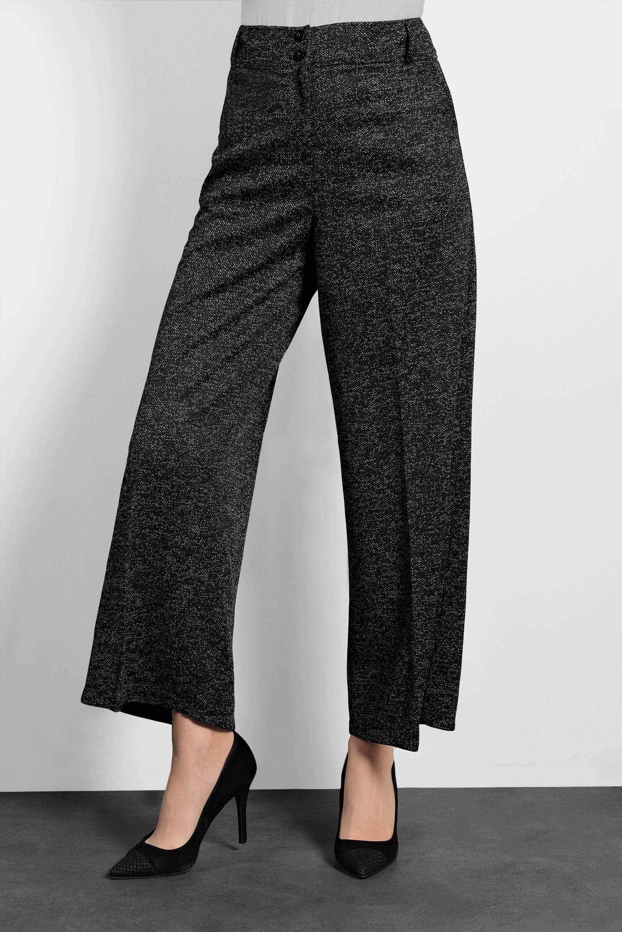 Tesettür giyim SİYAH YÜKSEK BEL BOL KESİM KIRÇILLI PANTOLON 7447 