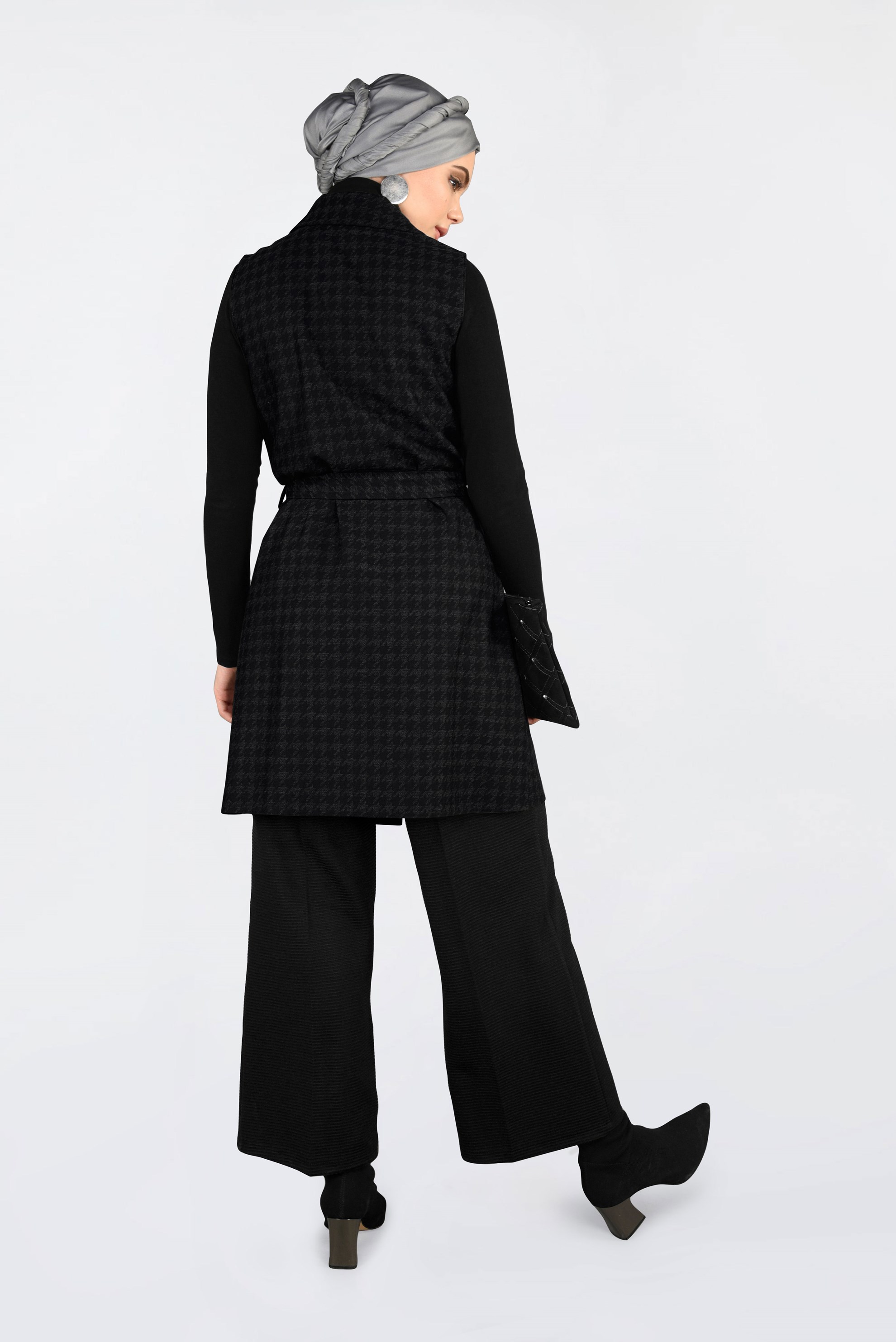 Tesettür giyim SİYAH FİTİLLİ BOL KESİM PANTOLON 7448 