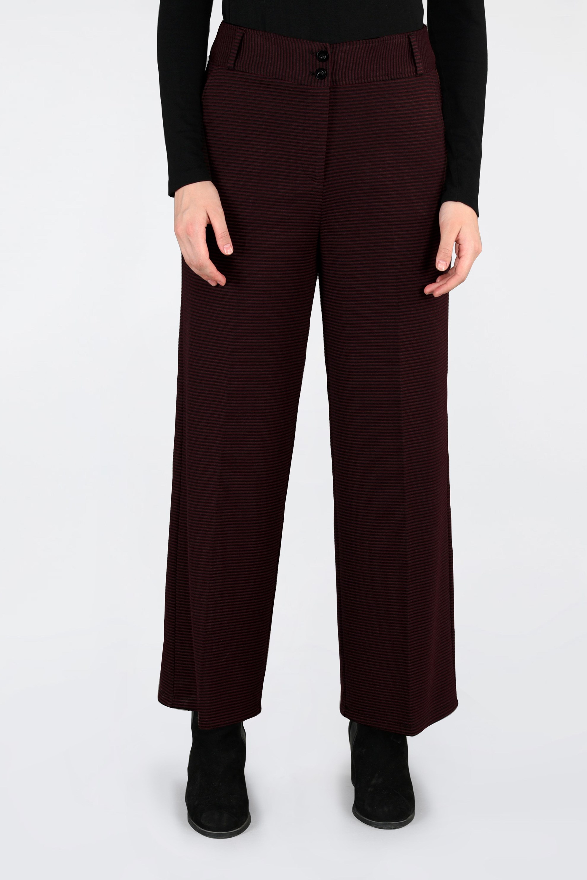 Tesettür giyim BORDO FİTİLLİ BOL KESİM PANTOLON 7448 