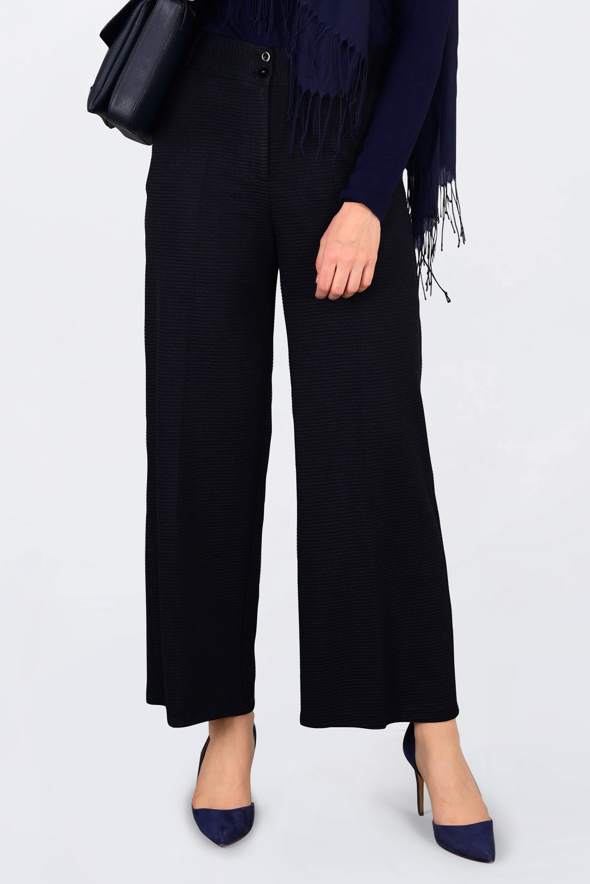 Tesettür giyim LACİVERT FİTİLLİ BOL KESİM PANTOLON 7448 