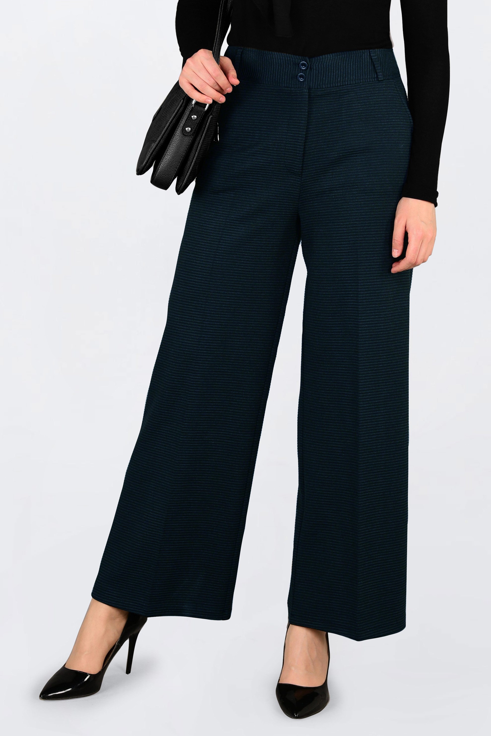 Tesettür giyim MAVİ FİTİLLİ BOL KESİM PANTOLON 7448 