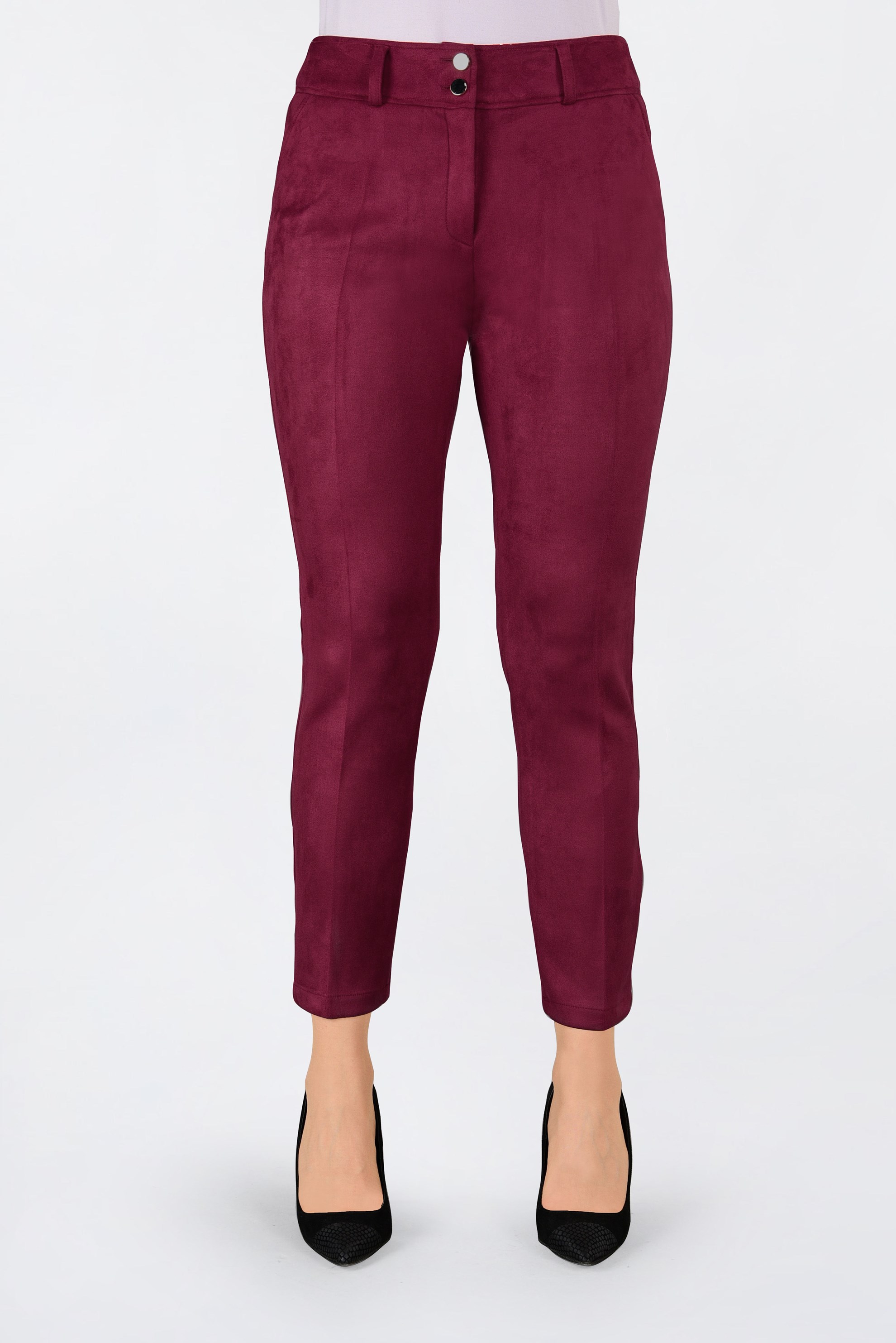 Tesettür giyim BORDO DAR PAÇA SÜET PANTOLON 7449 