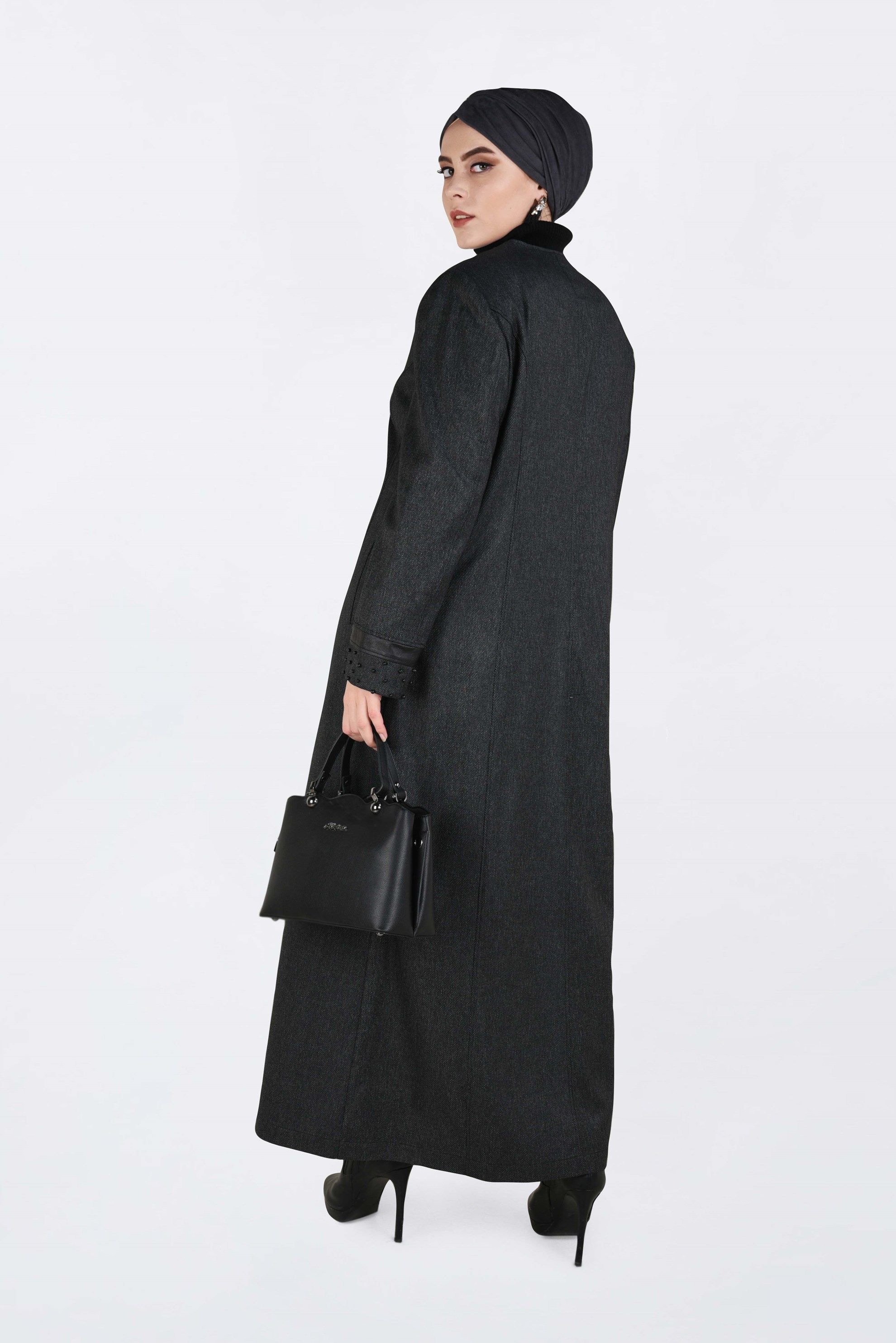 Hijab clothing BLACK PEARL DETAILED TOPCOAT 1318 