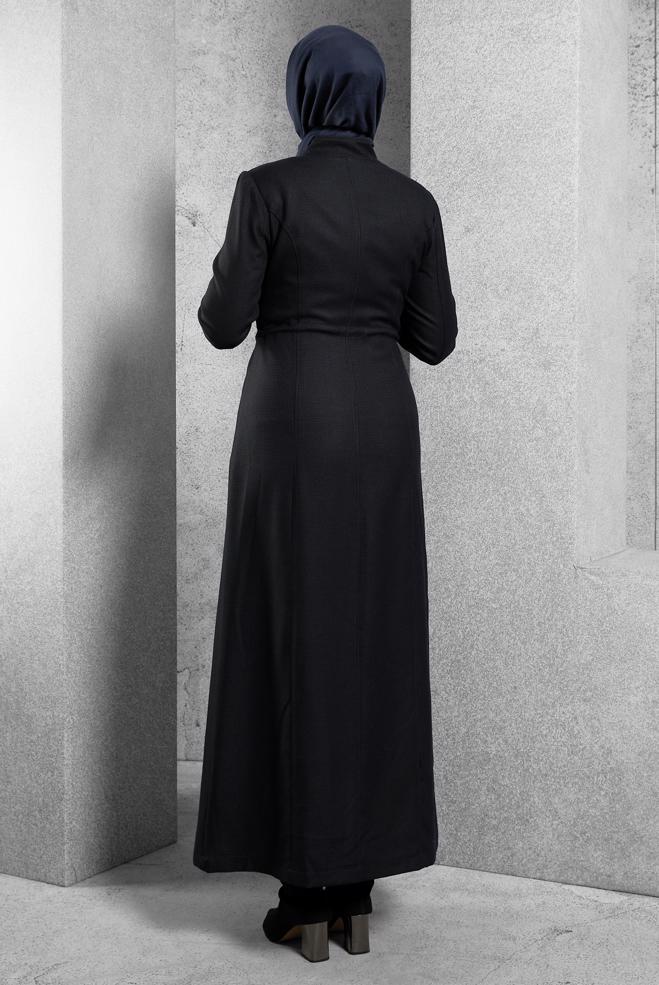 Vêtements hijab KAKI PARDESSUS À TAILLE NOUÉE 1348 - ALVİNA