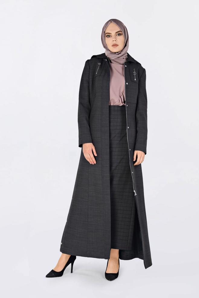 Tesettür giyim  KAPÜŞONLU PARDESÜ 1349 - ALVİNA