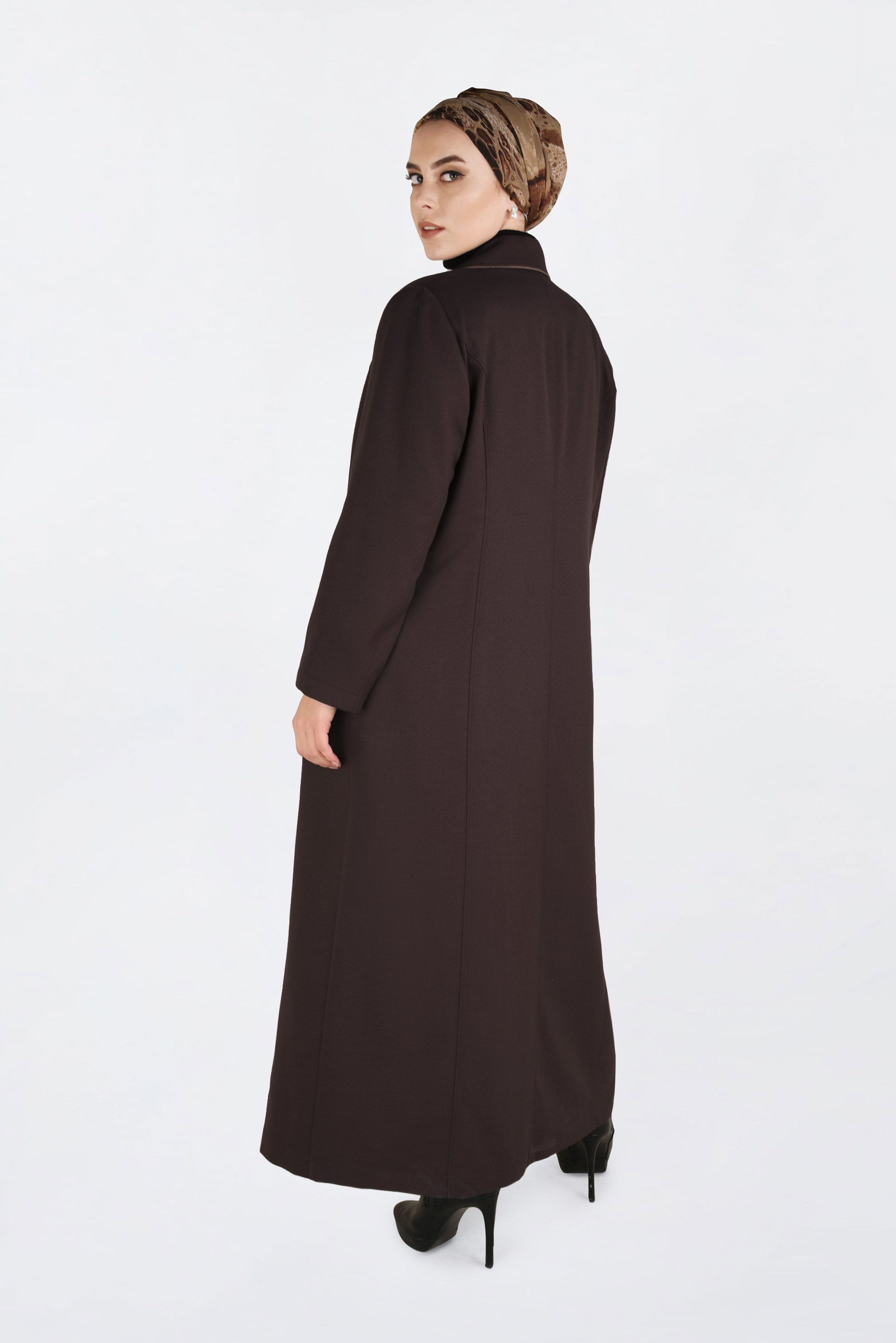 Vêtements hijab BRUN PARDESSUS À BOUTONNÉ AVEC POCHES 1352