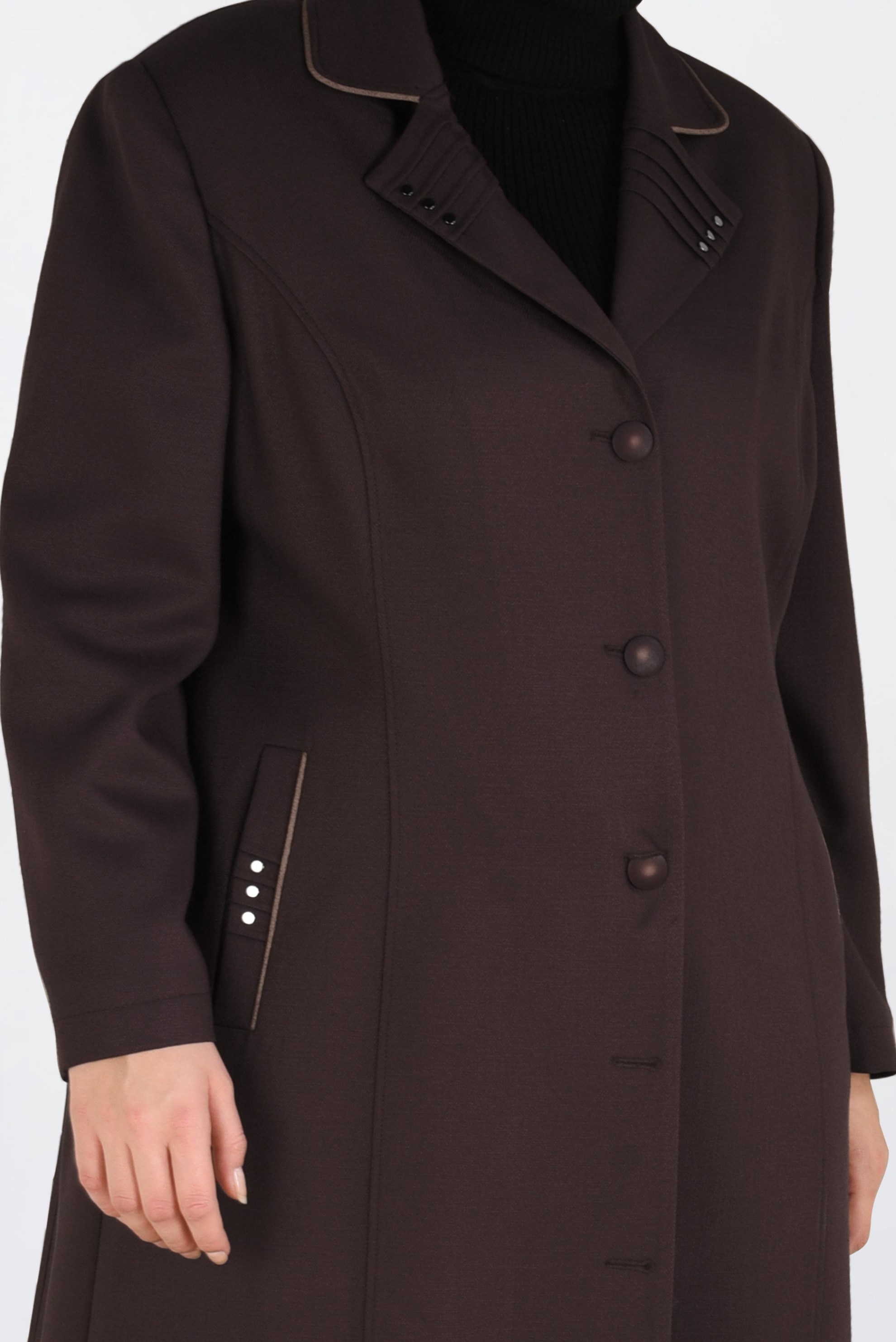 Vêtements hijab BRUN PARDESSUS À BOUTONNÉ AVEC POCHES 1352