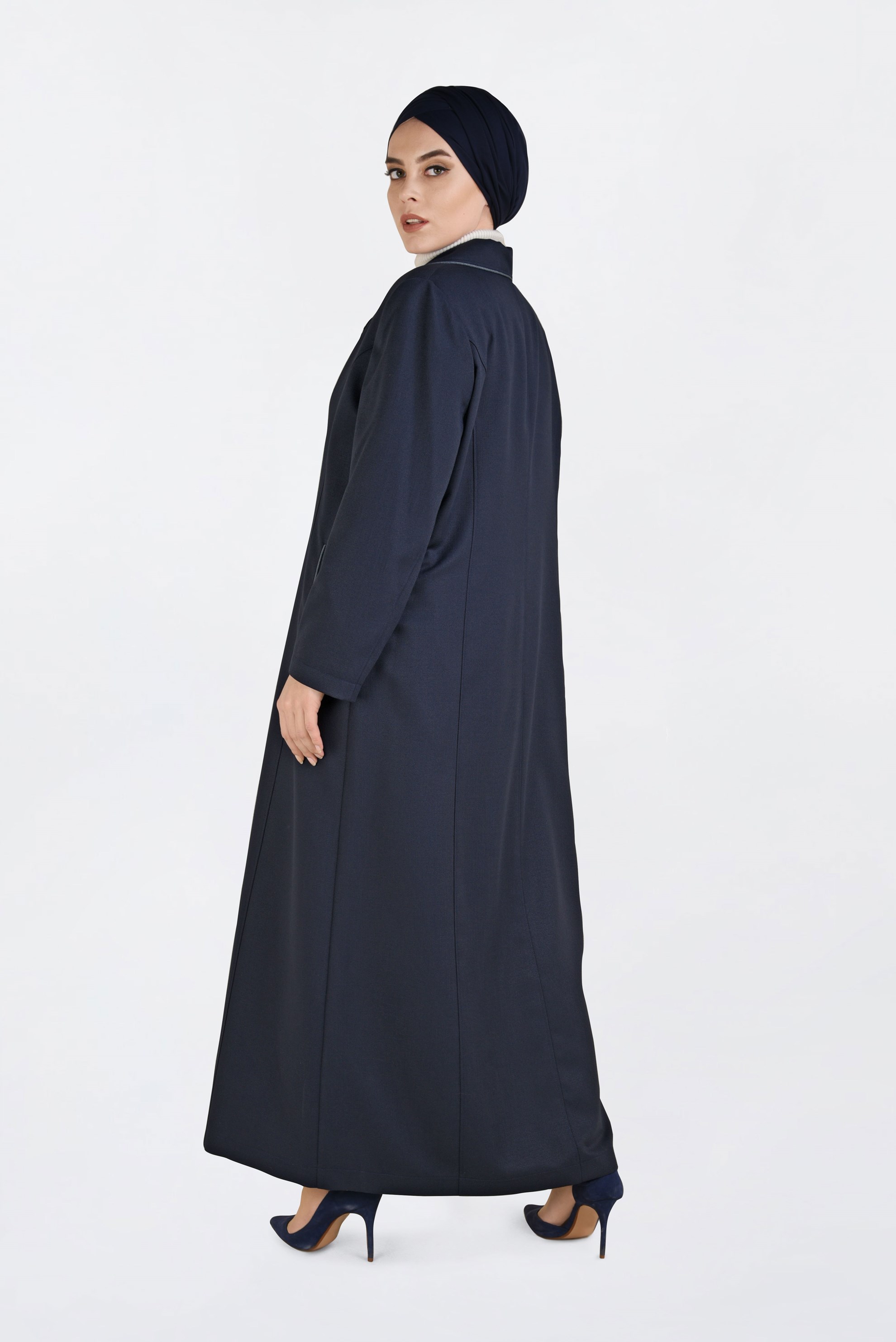 Tesettür giyim LACİVERT DÜĞMELİ CEP DETAYLI PARDESÜ 1352 