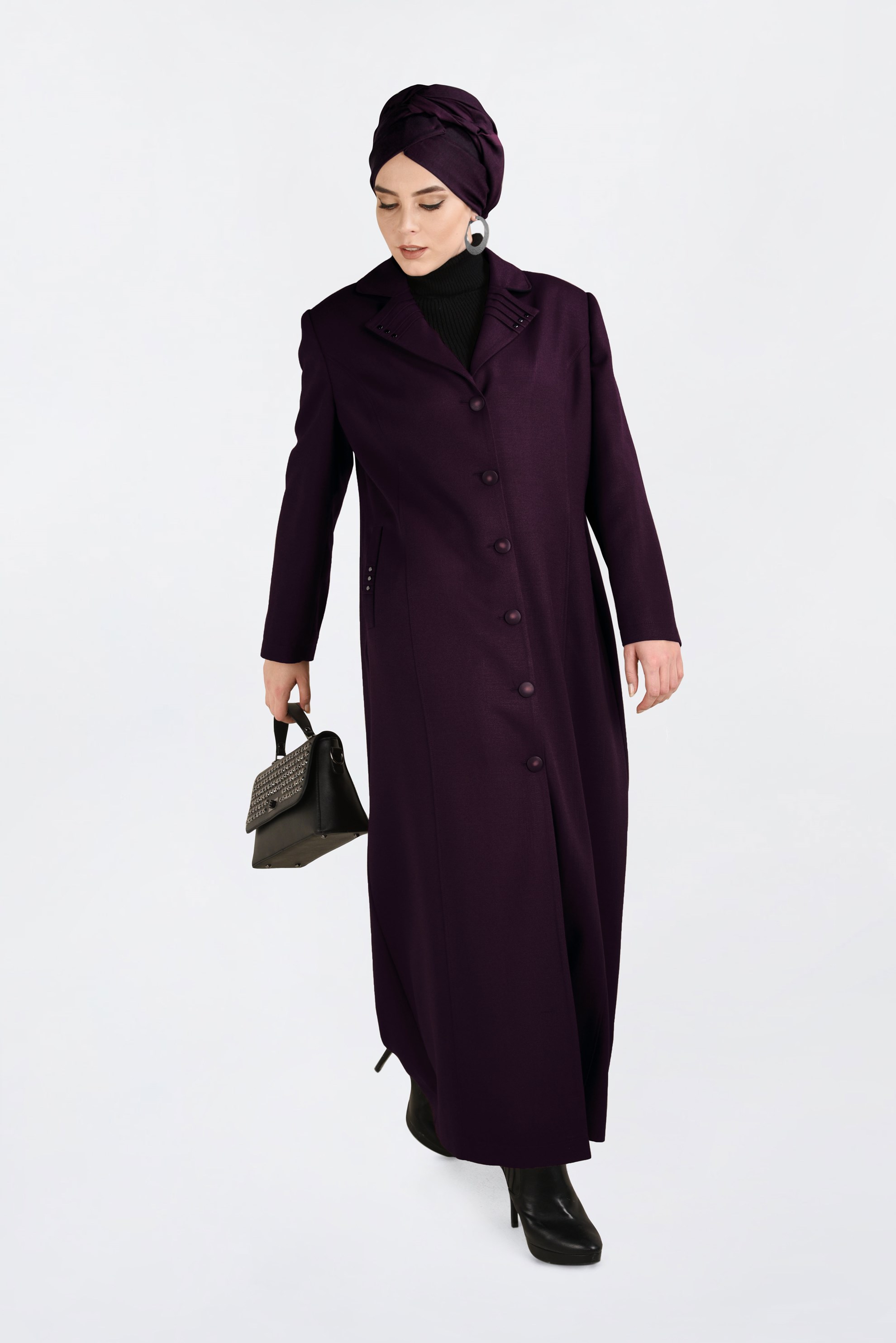 Hijab clothing DAMSON BUTTONED TOPCOAT WITH POCKETS  1352 